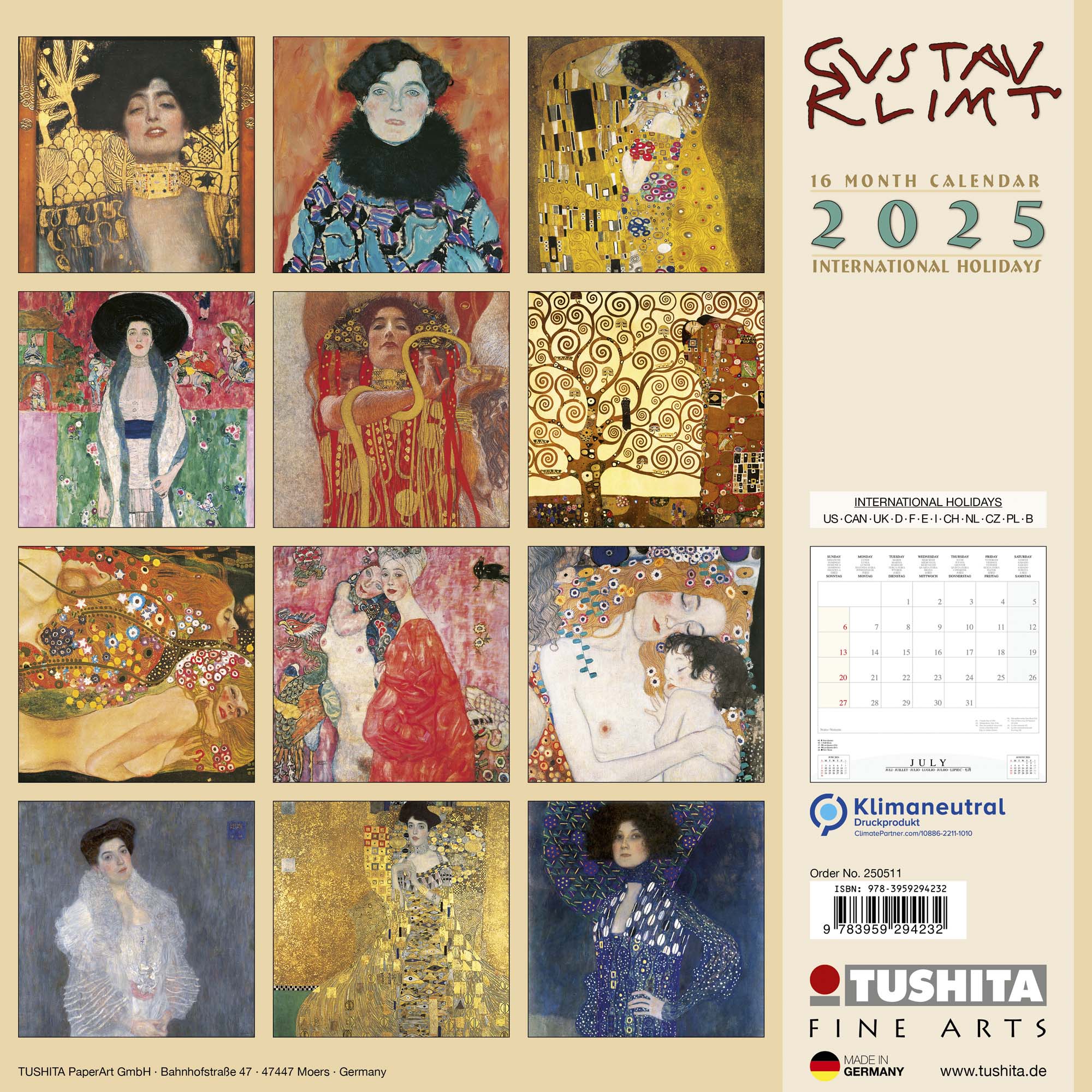 2025 Gustav Klimt Women - Square Wall Calendar