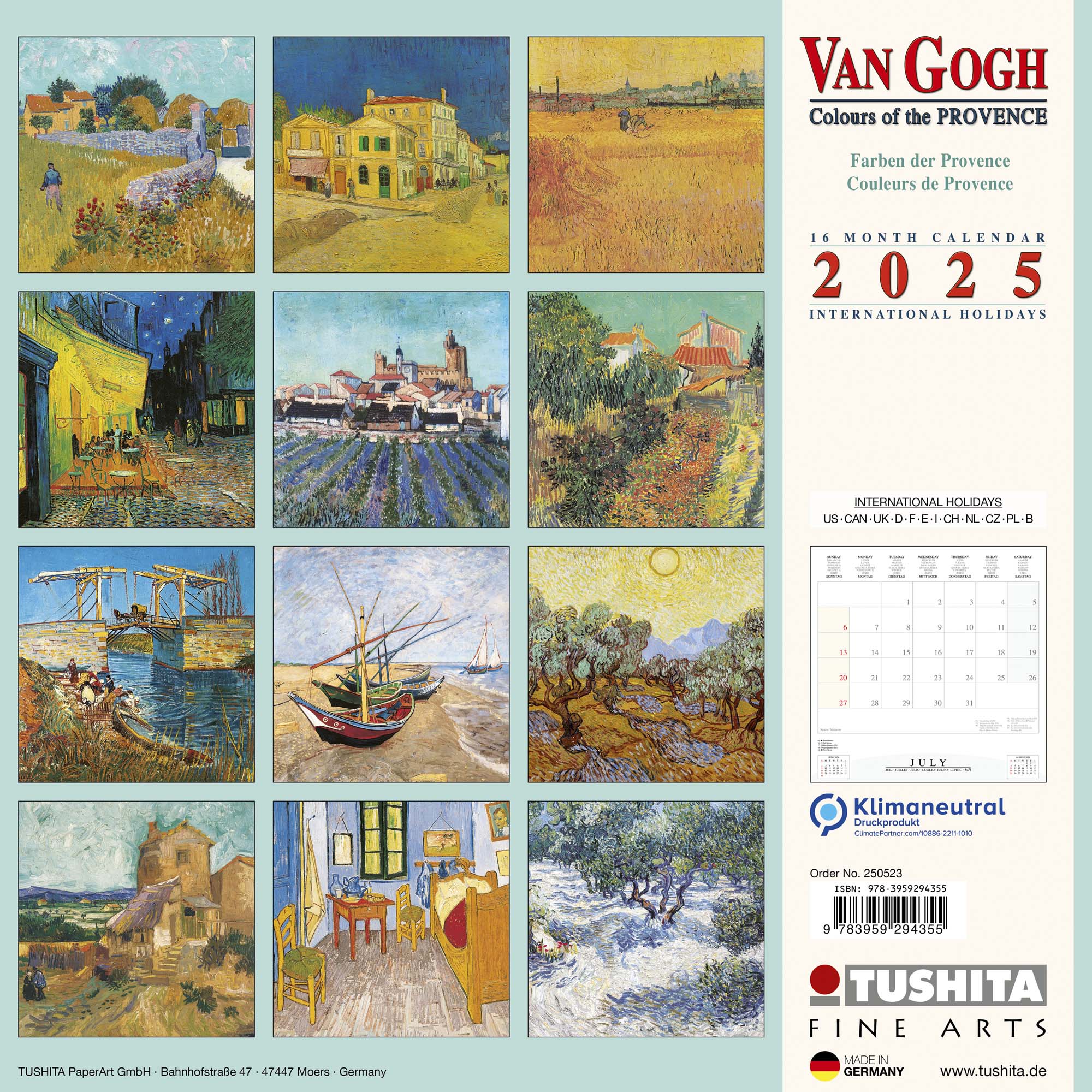 2025 van Gogh Colours of the Provence - Square Wall Calendar