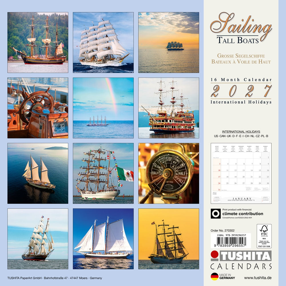 2027 Sailing Tall Boats - Square Wall Calendar