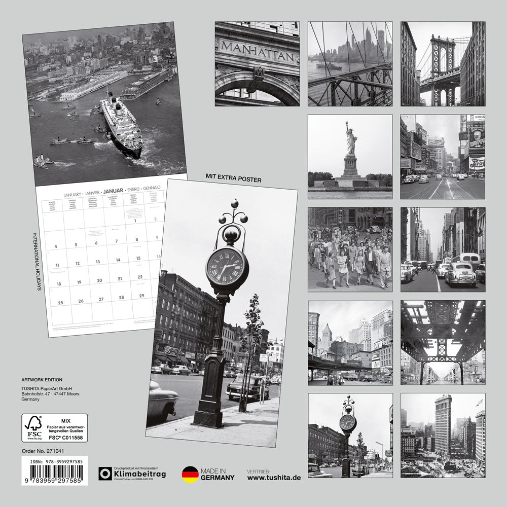2027 New York Retro - Square Wall Calendar