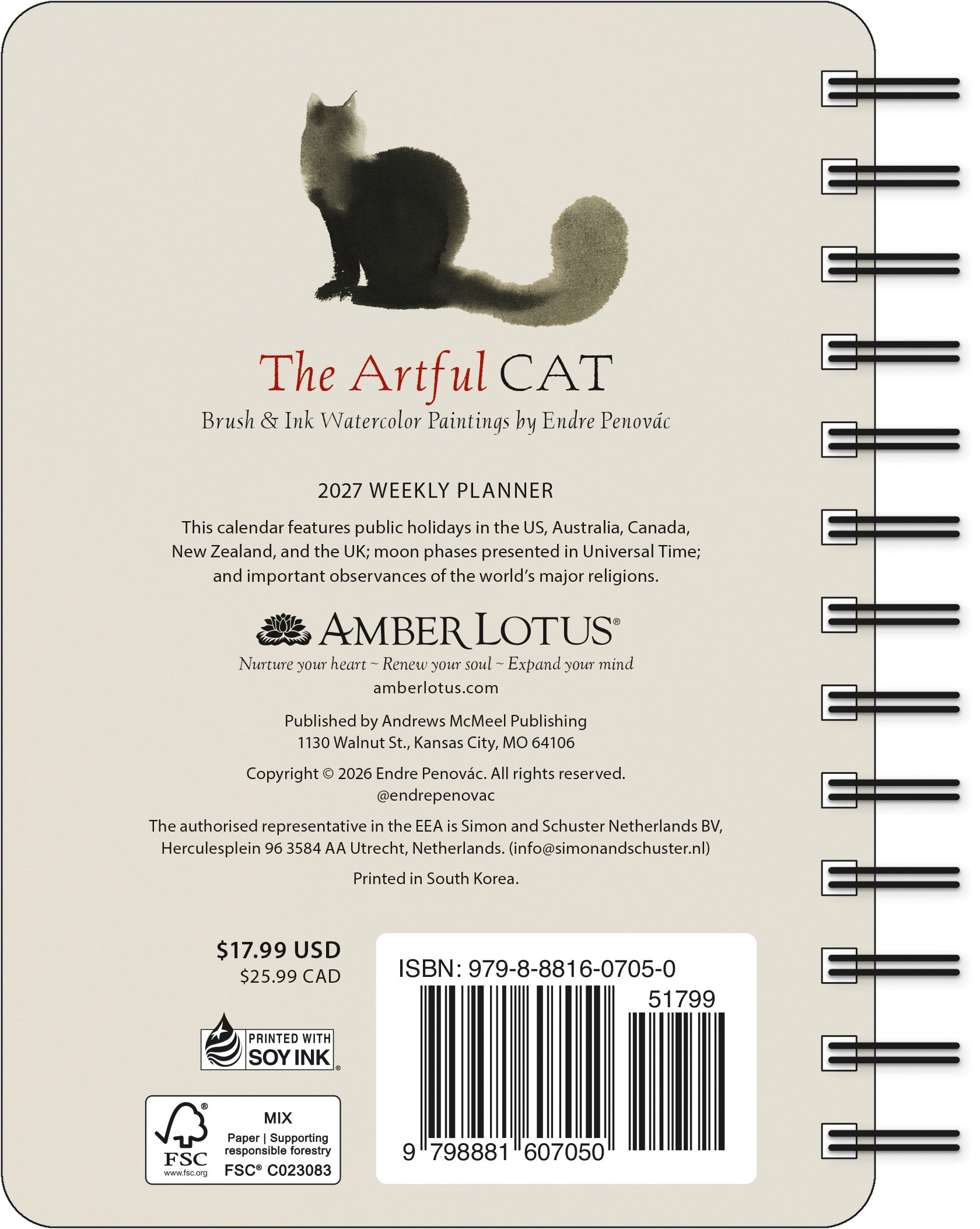 2027 Artful Cat - Weekly Diary/Planner