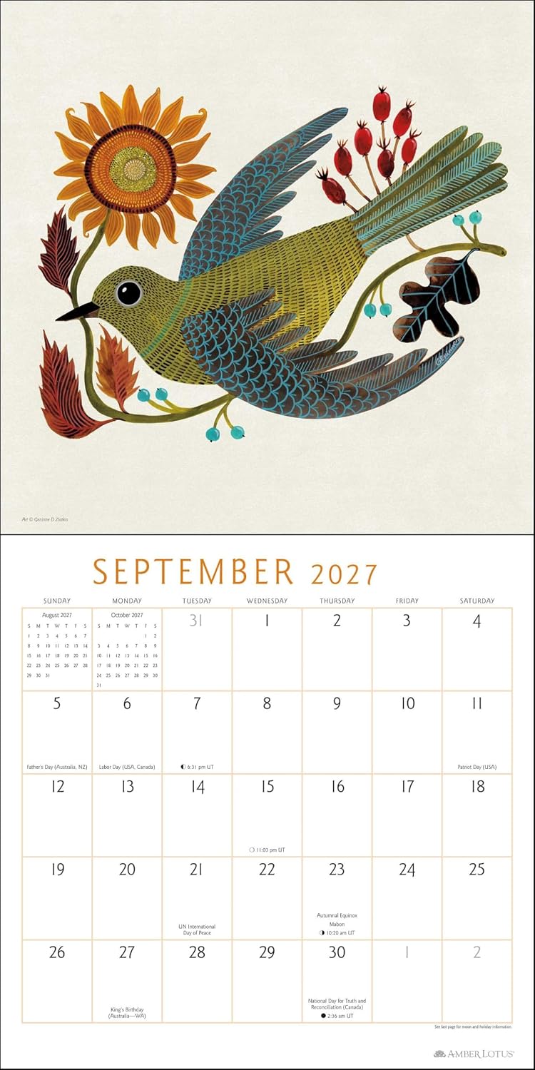 2027 Feathered Friends: Geninne Zlatkis - Square Wall Calendar