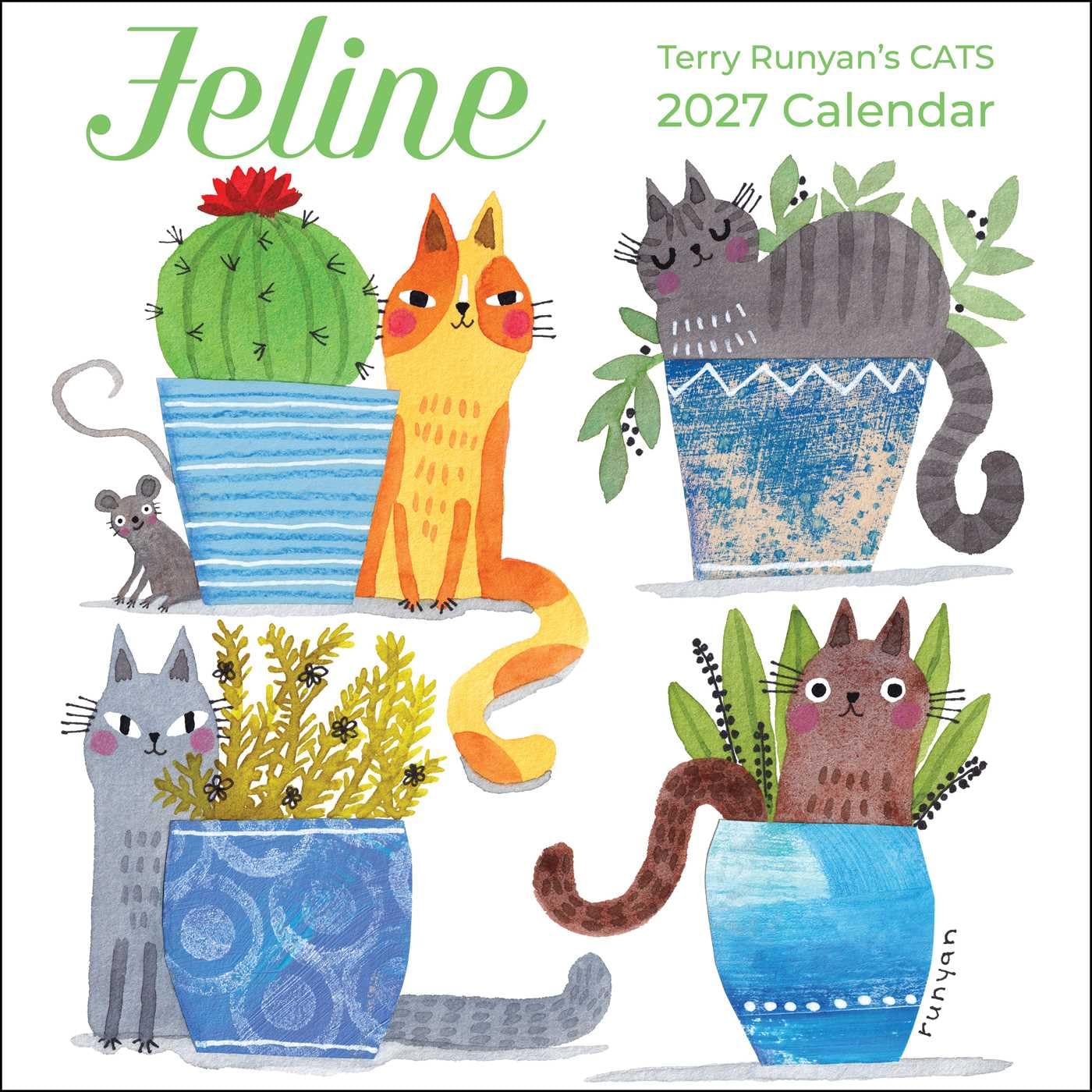 2027 Feline: Terry Runyan's Cats - Square Wall Calendar