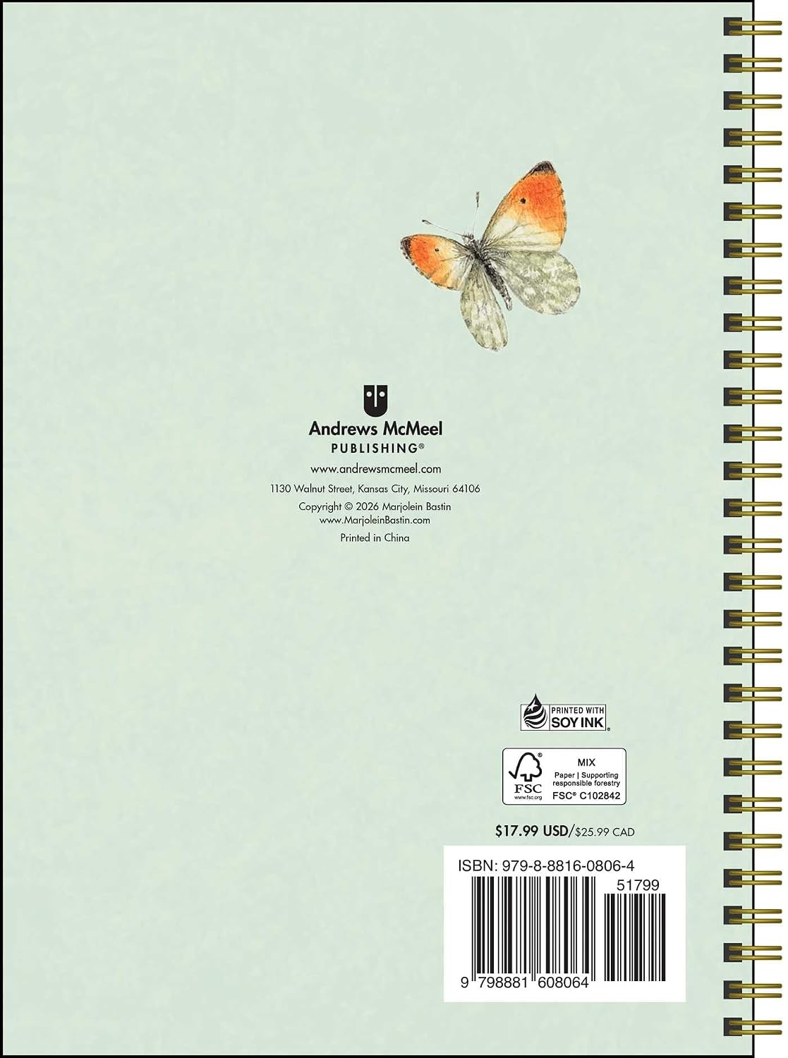2027 Marjolein Bastin: Nature's Inspiration - Weekly and Monthly Diary/Planner