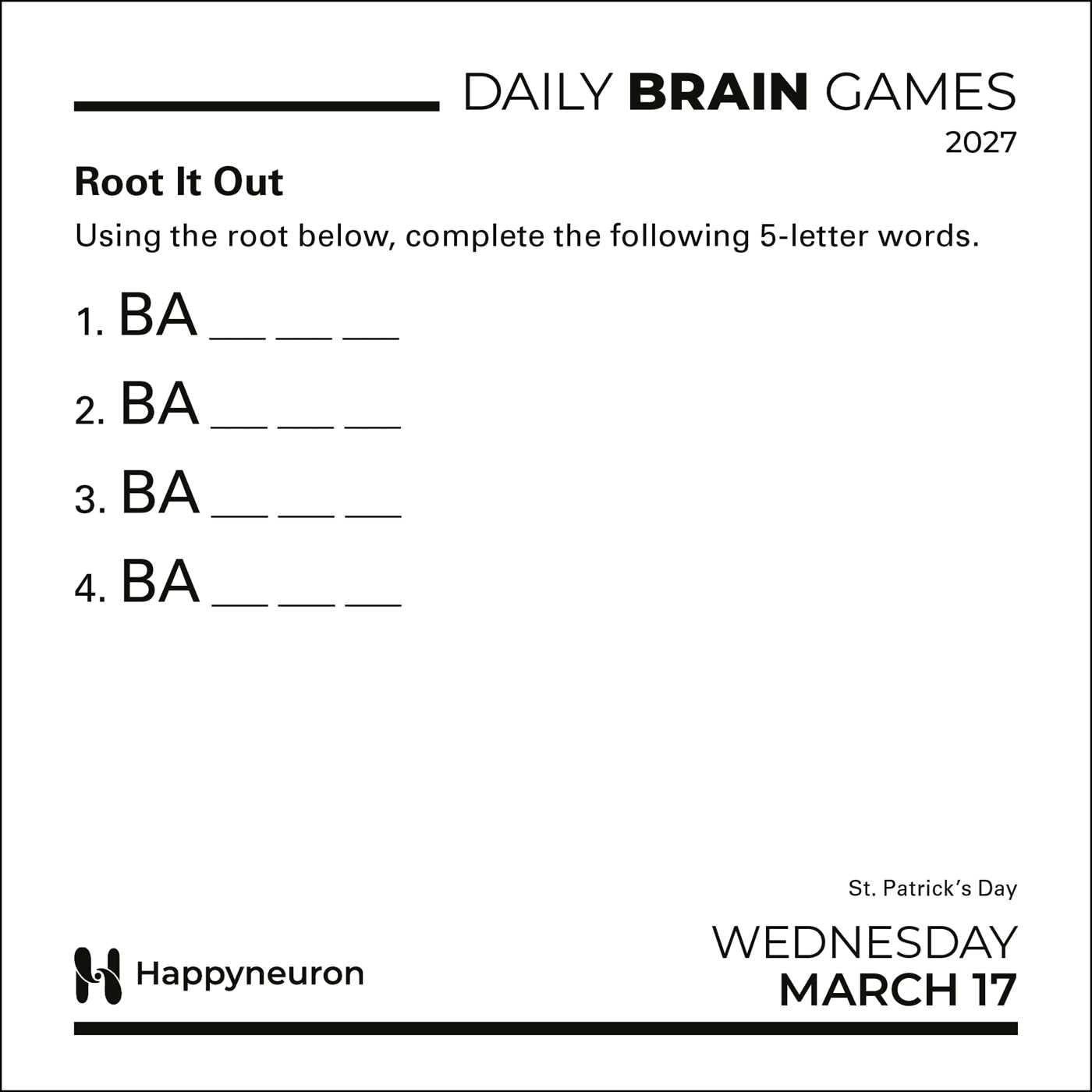 2027 Daily Brain Games - Daily Boxed Page-A-Day Calendar