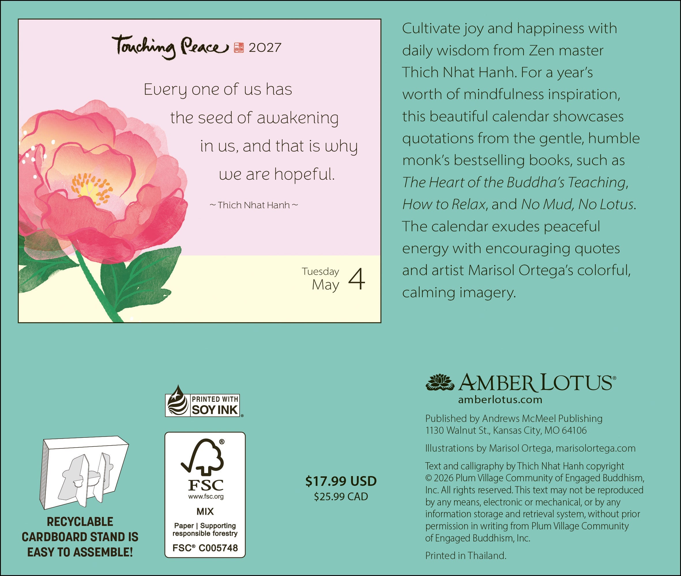 2027 Thich Nhat Hanh: Touching Peace - Daily Boxed Page-A-Day Calendar