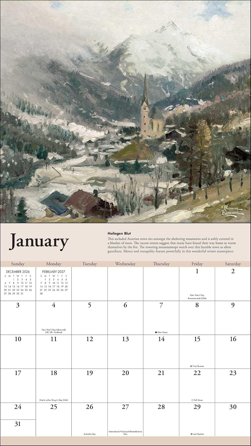 2027 Thomas Kinkade Travels - Deluxe Wall Calendar