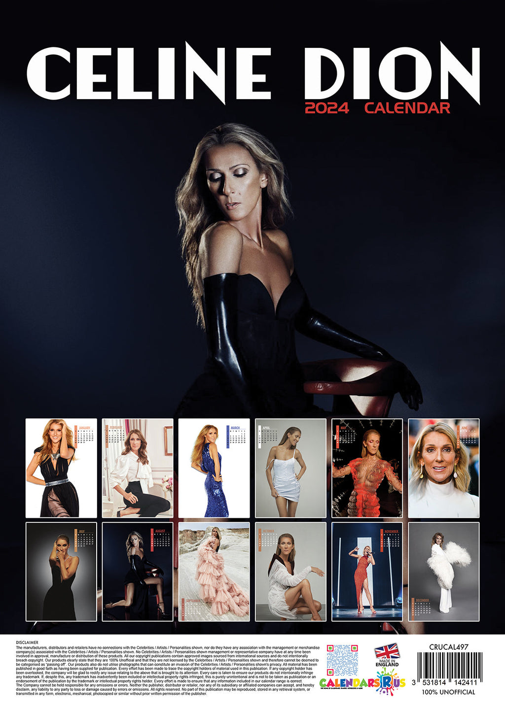 2025 Celine Dion A3 Wall Calendar