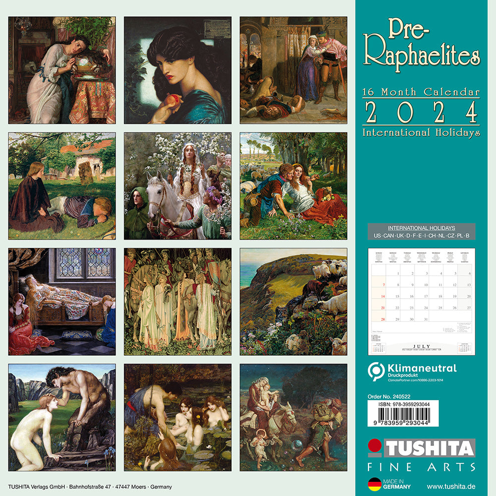 2024 PreRaphaelites (Tushita) Square Wall Calendar Art Calendars