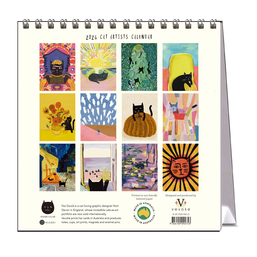2027 Cat Artists Niaski - Desk Easel Calendar