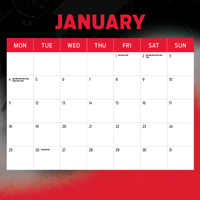 2027 AFL Essendon Bombers calendar image 2