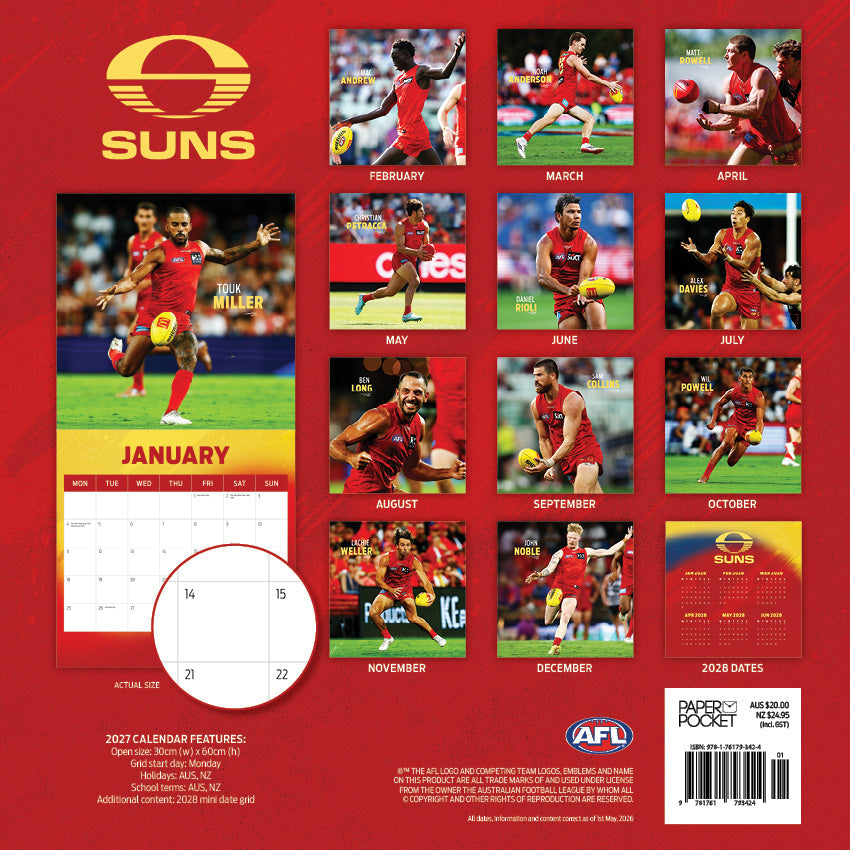 2027 AFL Gold Coast Suns calendar image 4