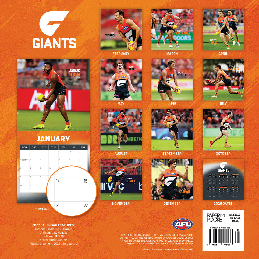 2027 AFL Greater Western Sydney Giants calendar image 4