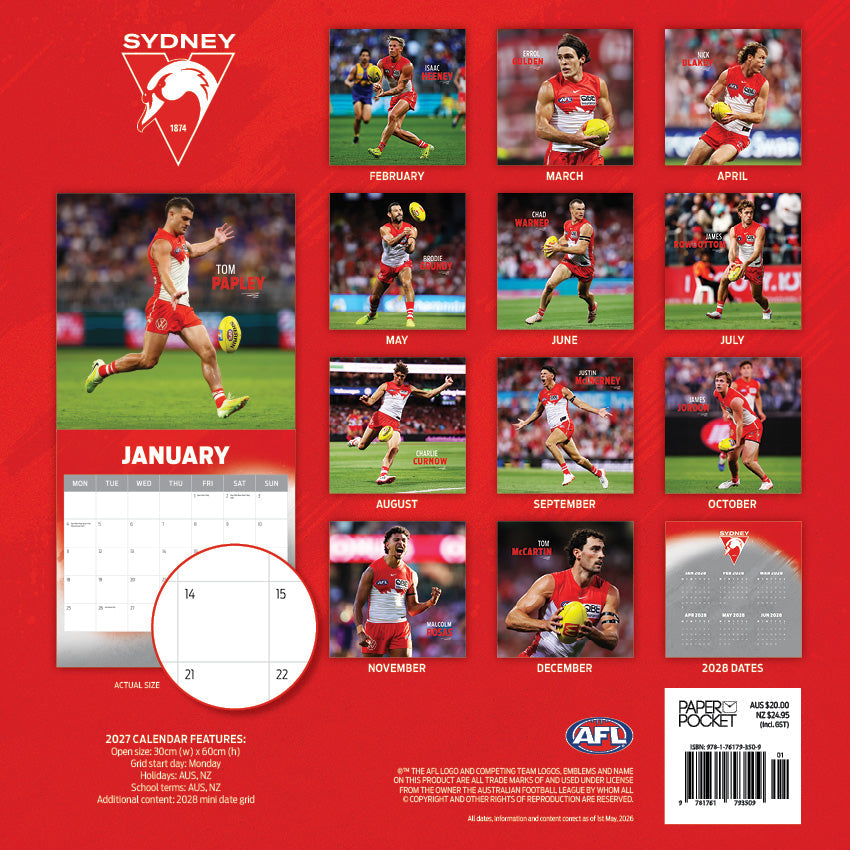 2027 AFL Sydney Swans calendar image 4