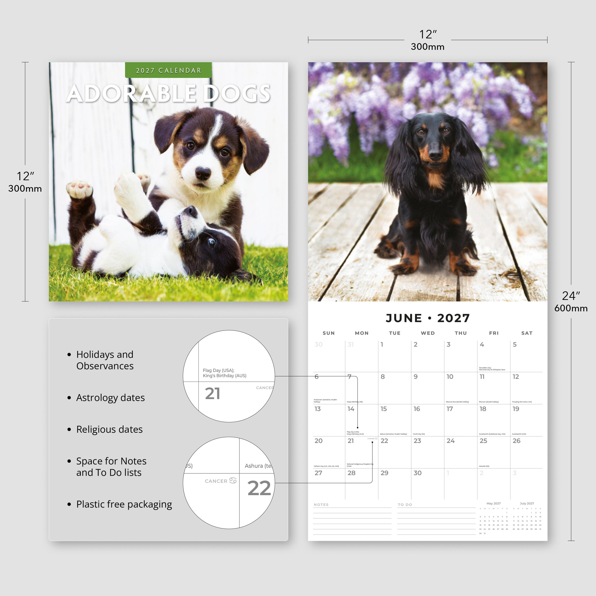 2027 Adorable Dogs - Square Wall Calendar
