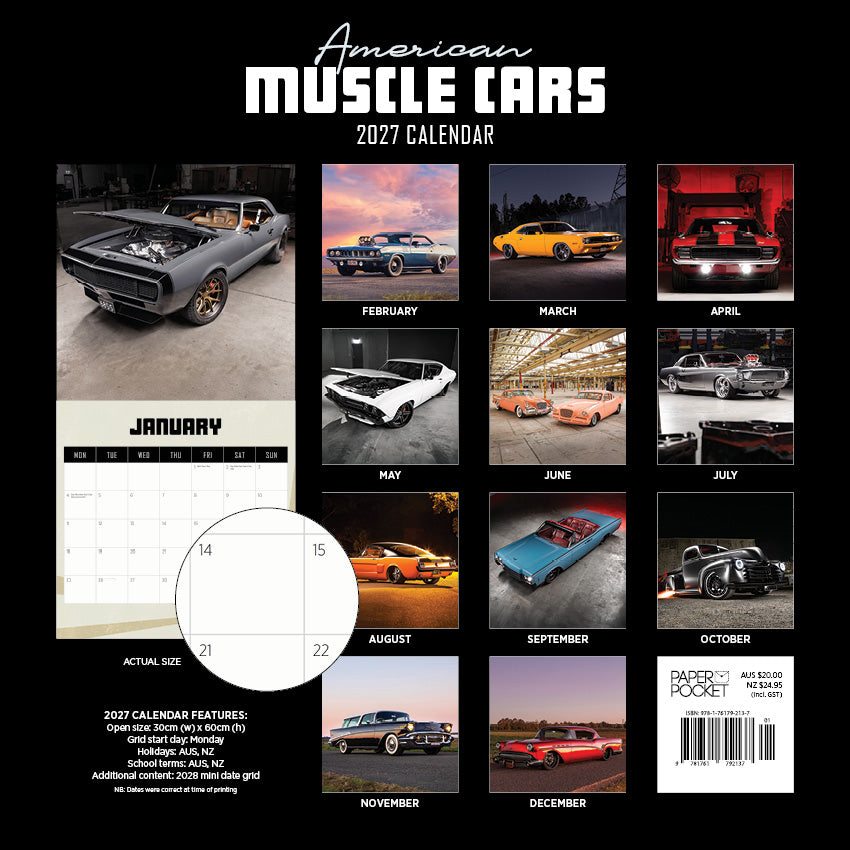 2027 American Muscle Cars - Square Wall Calendar