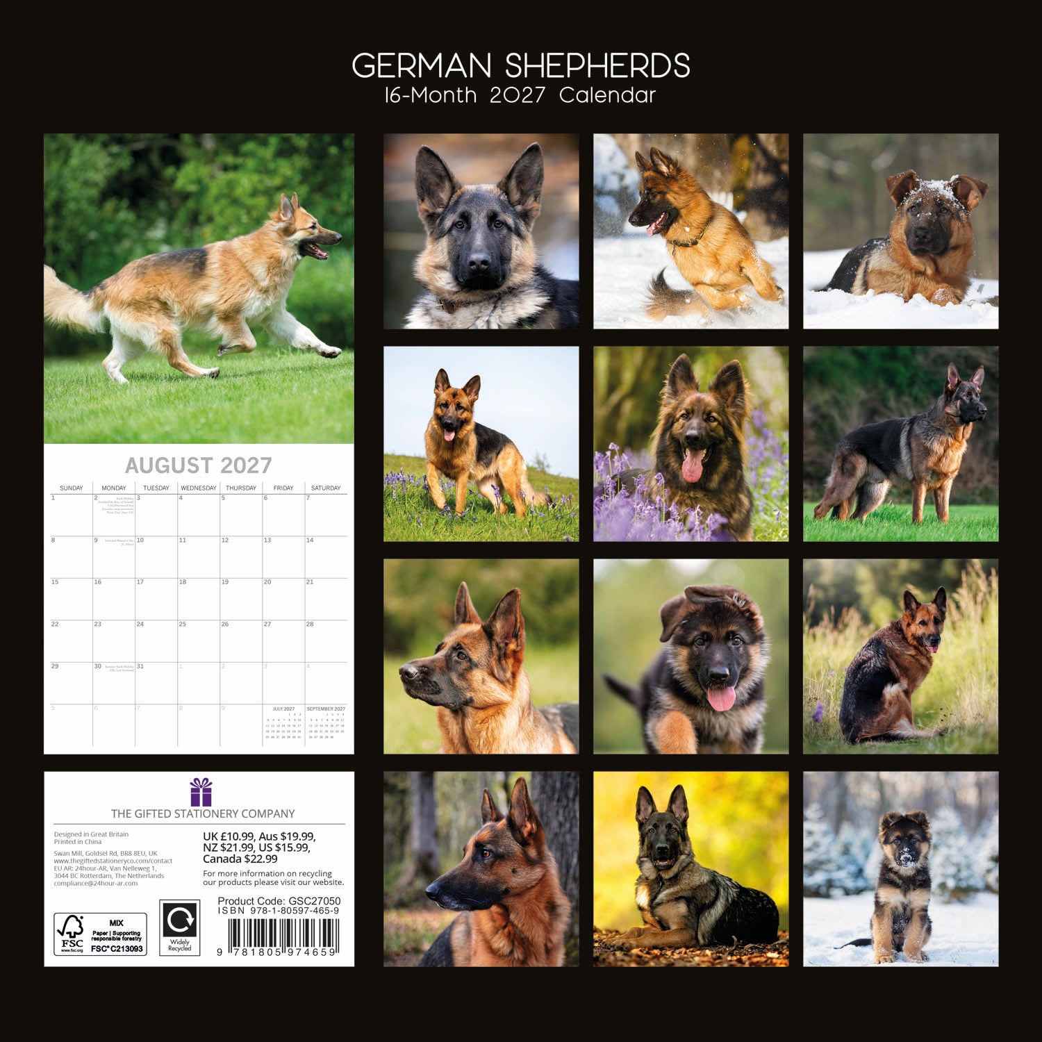 2027 German Shepherds - Square Wall Calendar