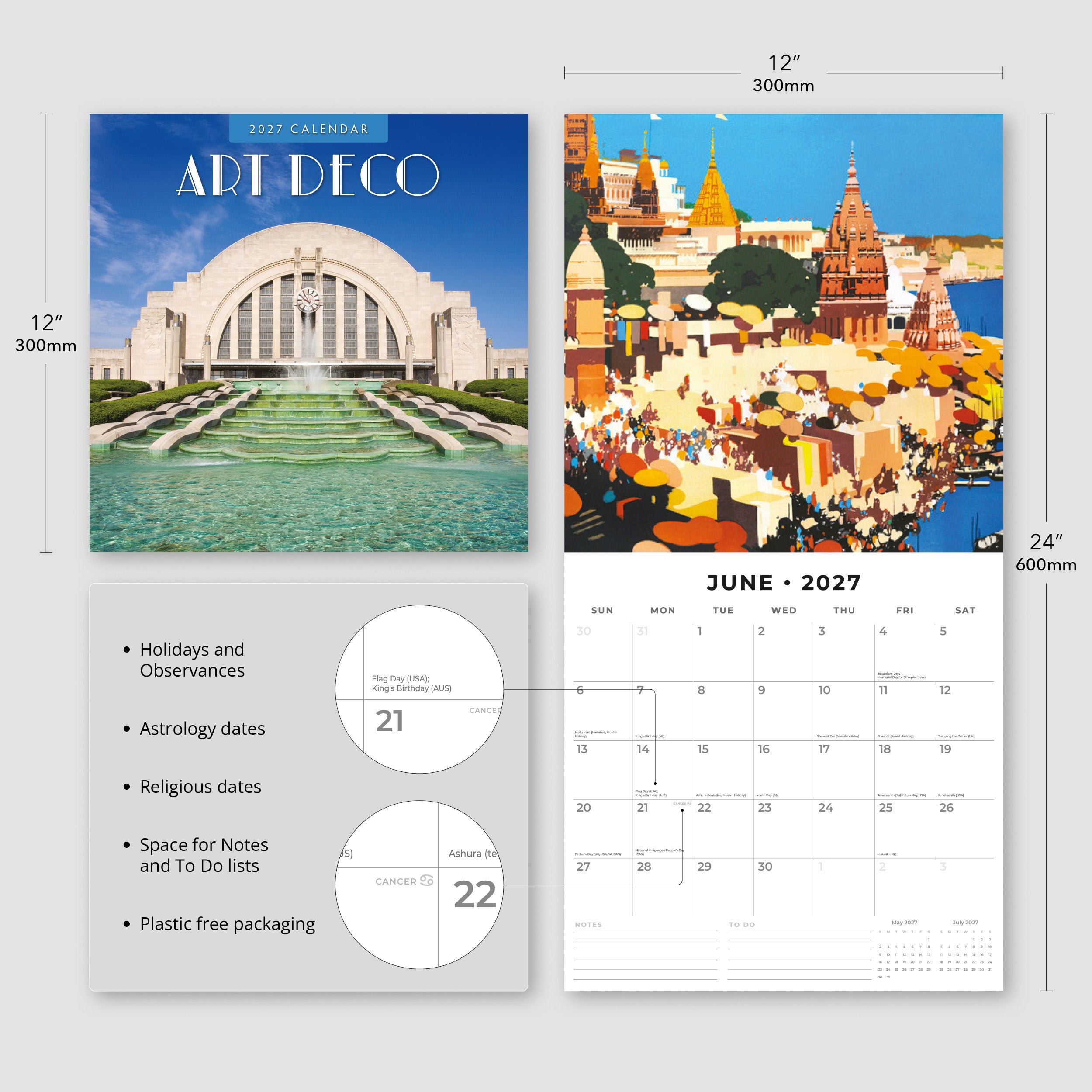 2027 Art Deco - Square Wall Calendar