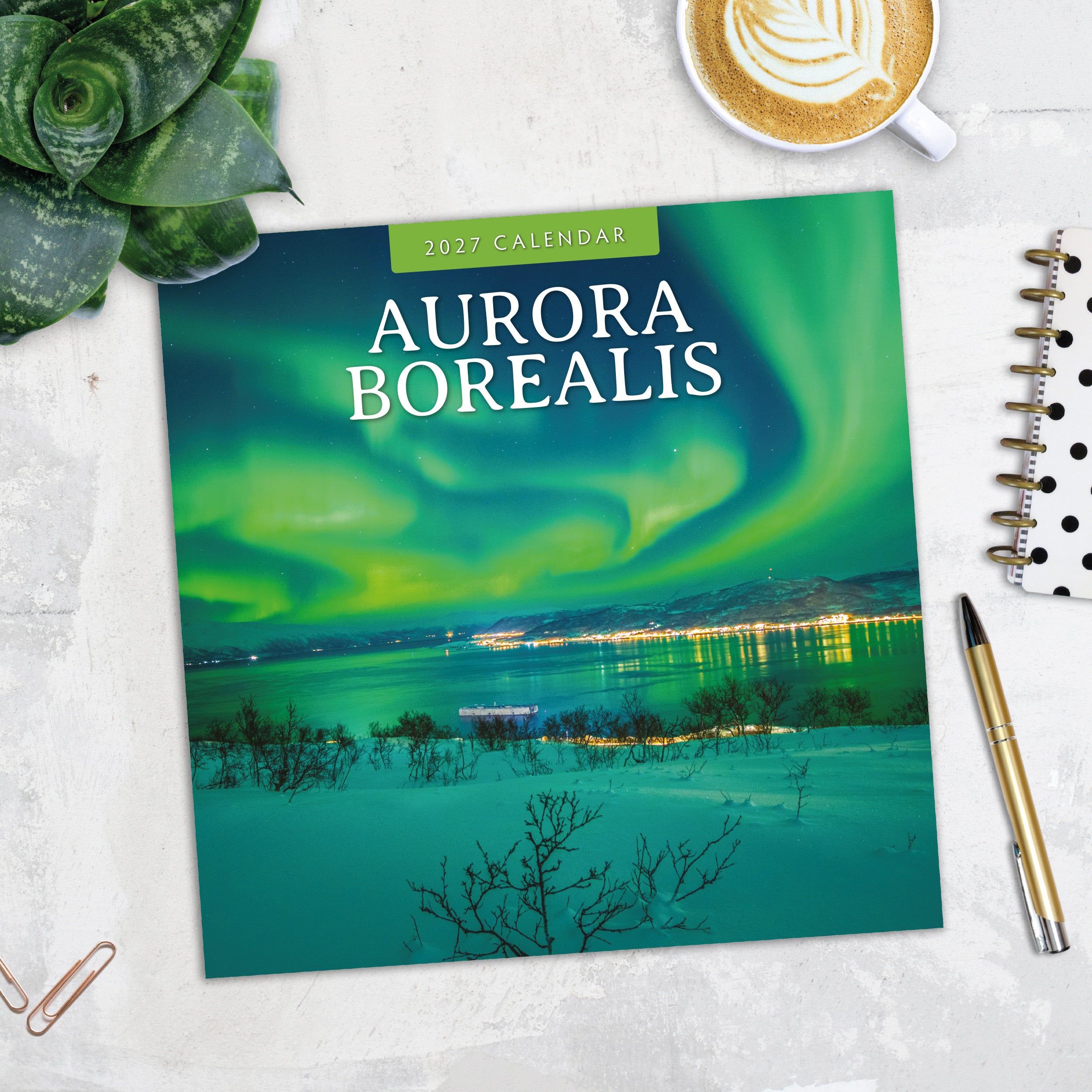 2027 Aurora Boraellis - Northern lights - Square Wall Calendar