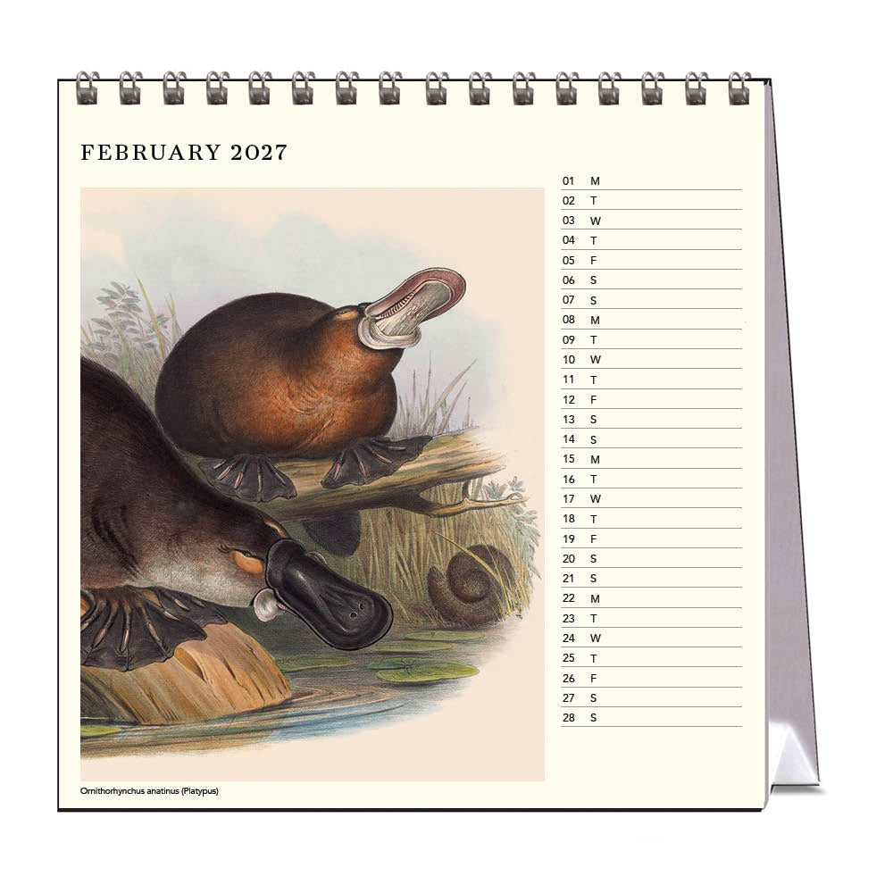 2027 Australian Animals John Gould - Desk Easel Calendar
