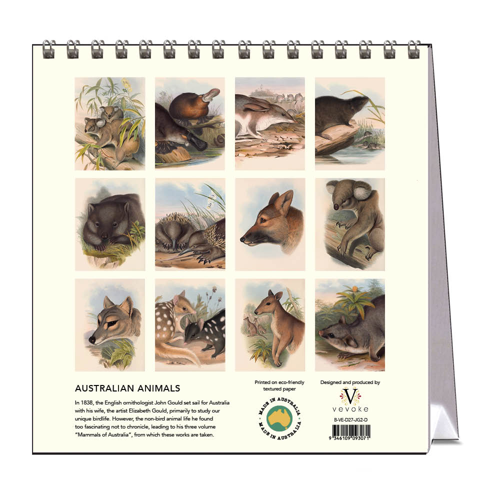 2027 Australian Animals John Gould - Desk Easel Calendar
