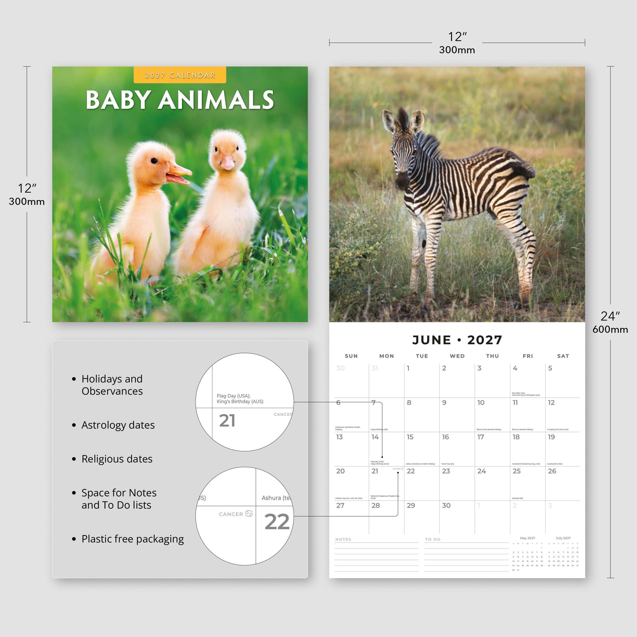 2027 Baby Animals - Square Wall Calendar