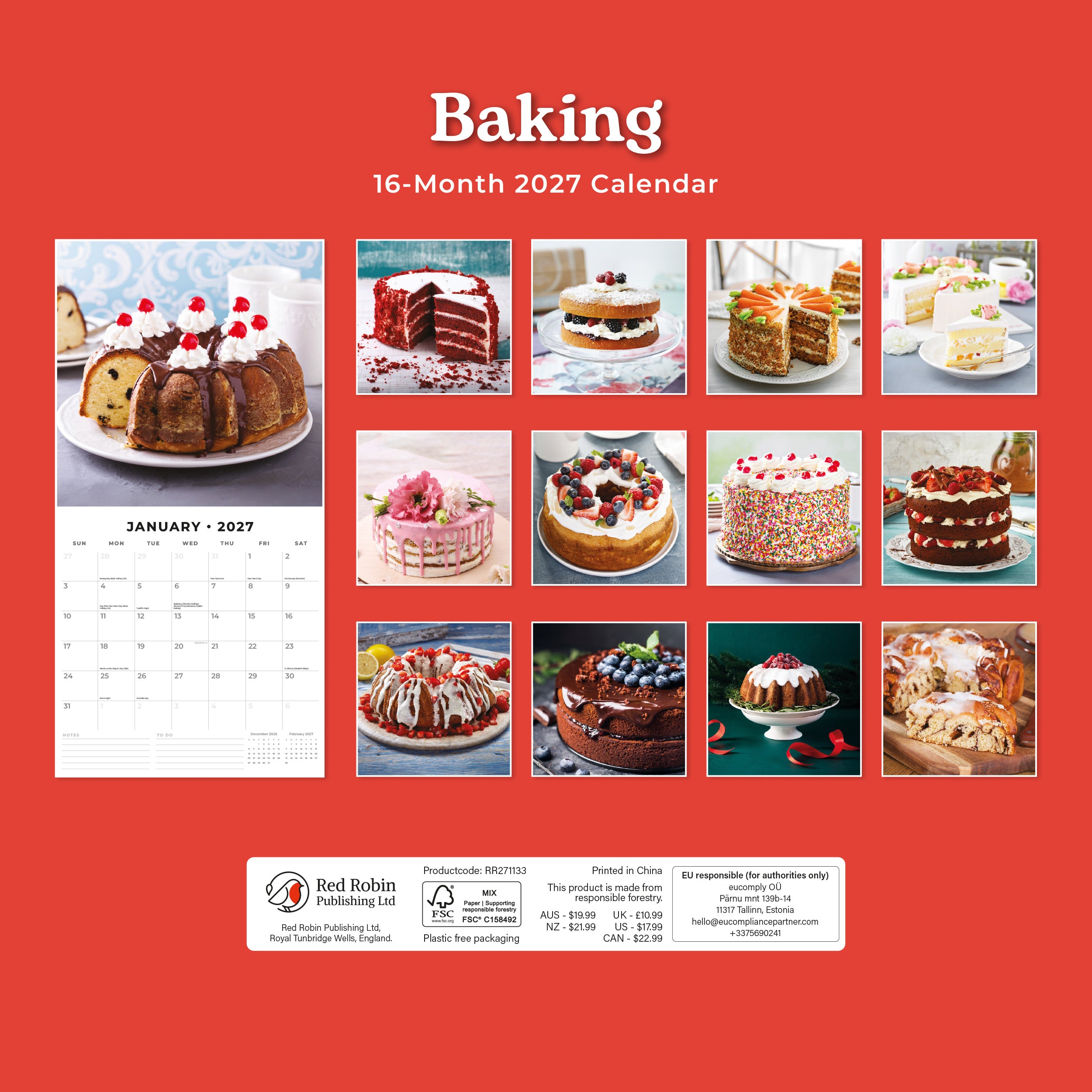 2027 Baking - Square Wall Calendar