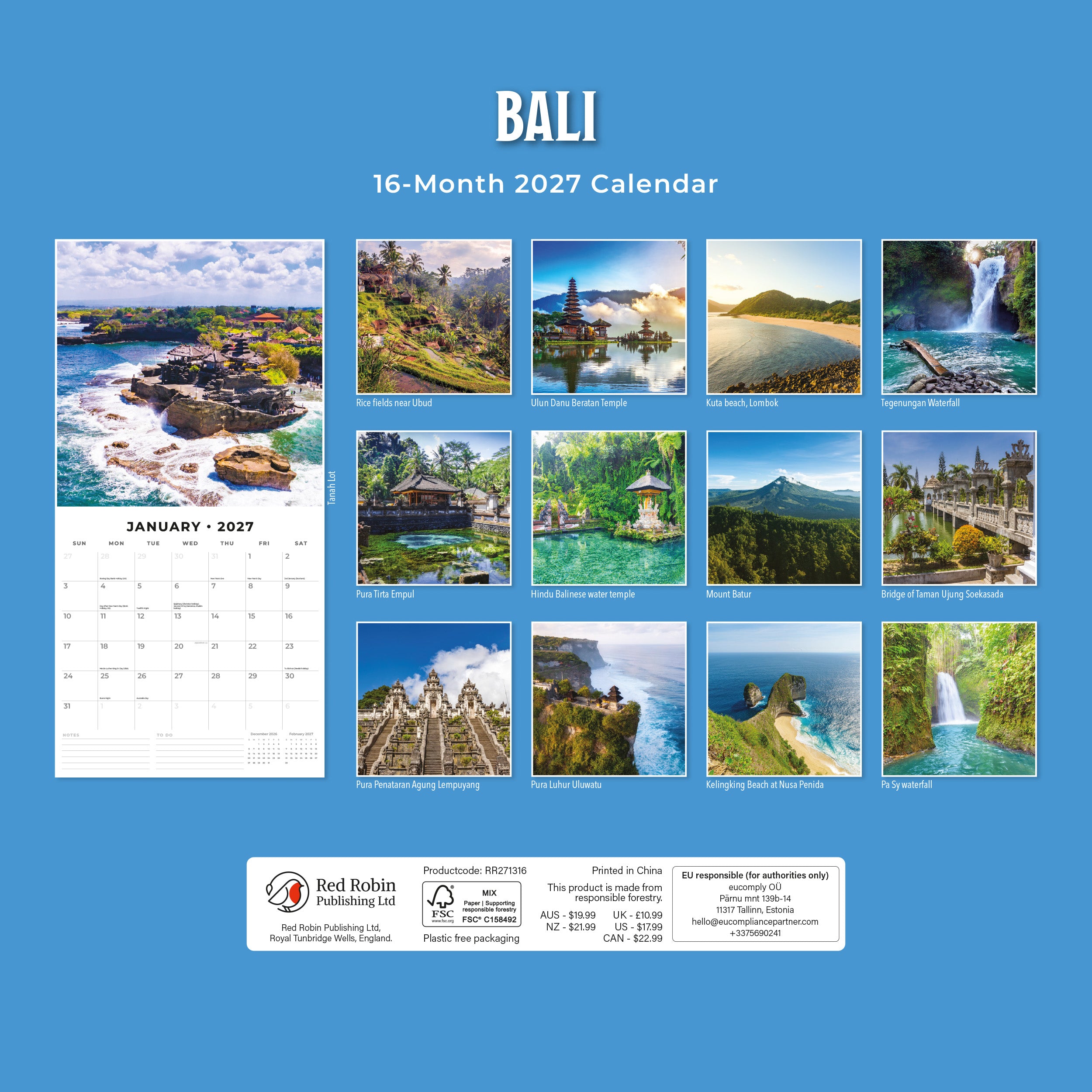 2027 Bali - Square Wall Calendar