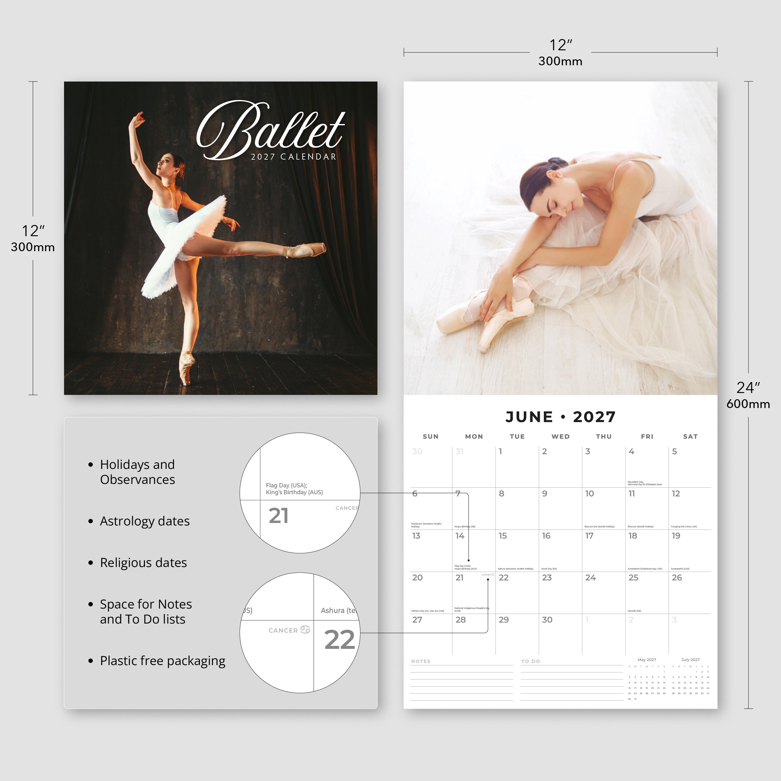2027 Ballet - Square Wall Calendar