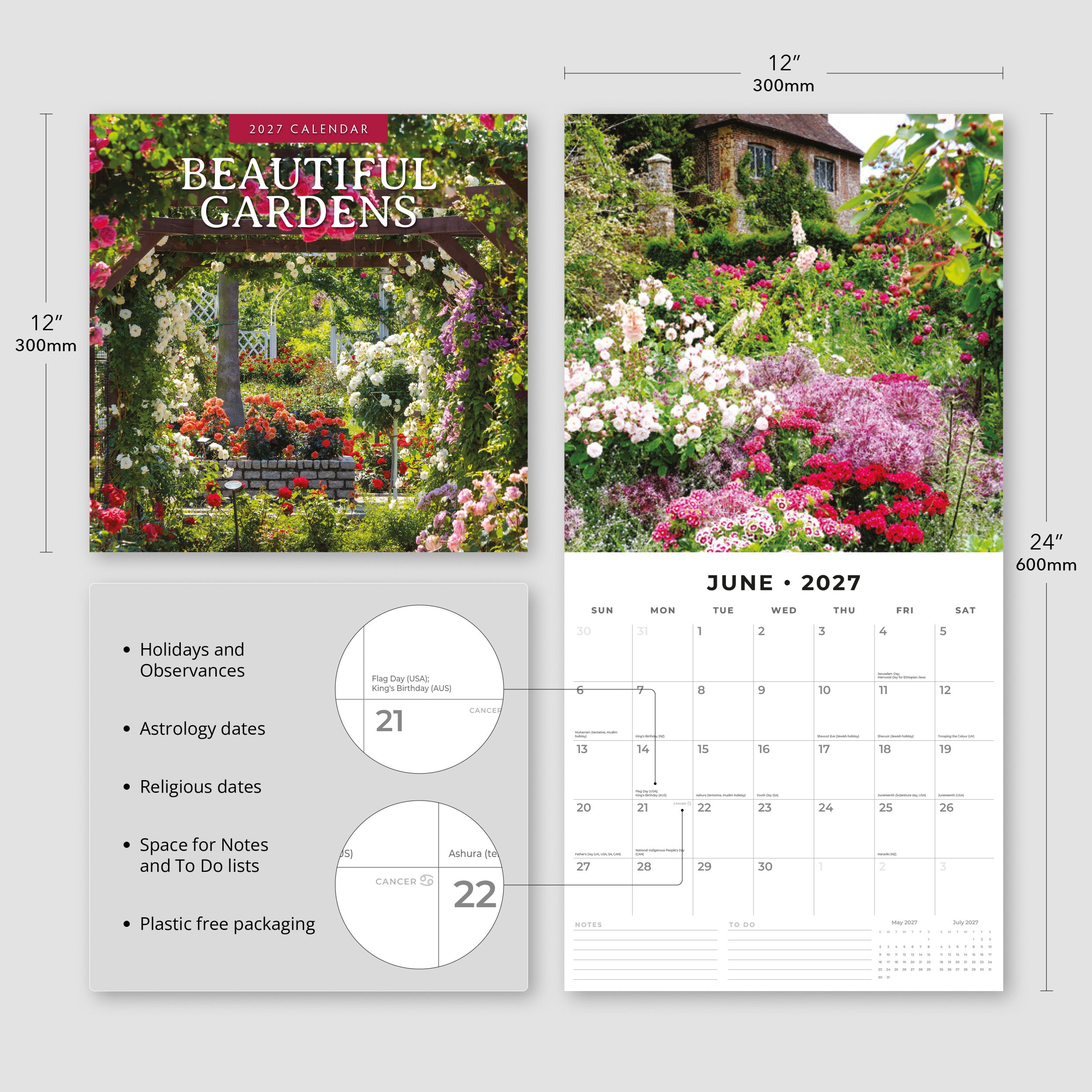 2027 Beautiful Gardens - Square Wall Calendar