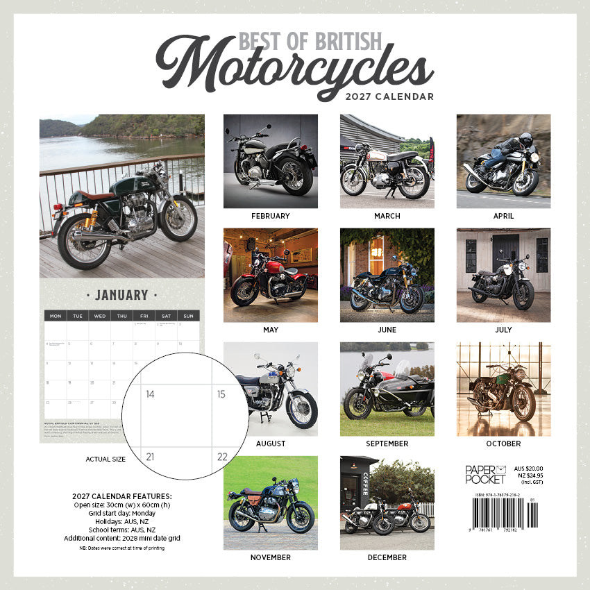 2027 Best Of British Motorcycles - Square Wall Calendar