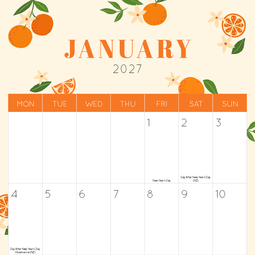 2027 Big Dates-Easy-To-See - Square Wall Calendar