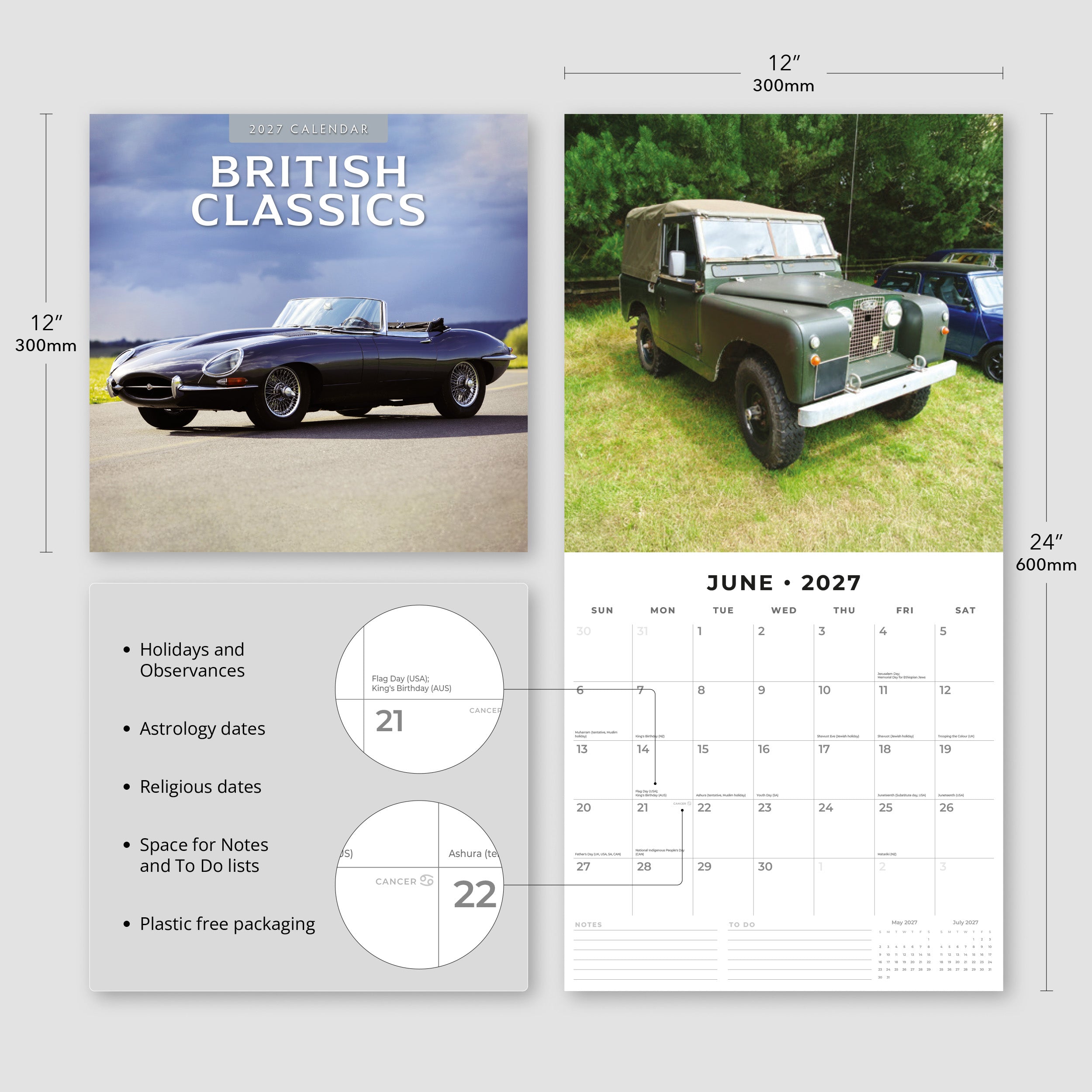 2027 British Classics - Square Wall Calendar