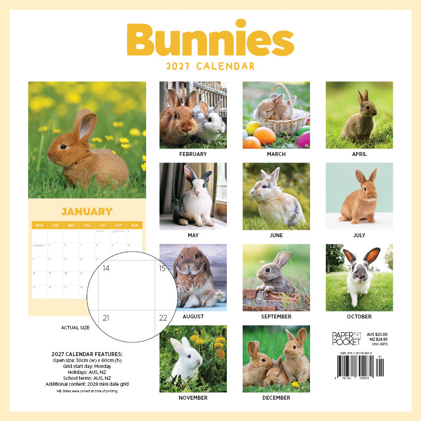 2027 Bunnies  - Square Wall Calendar
