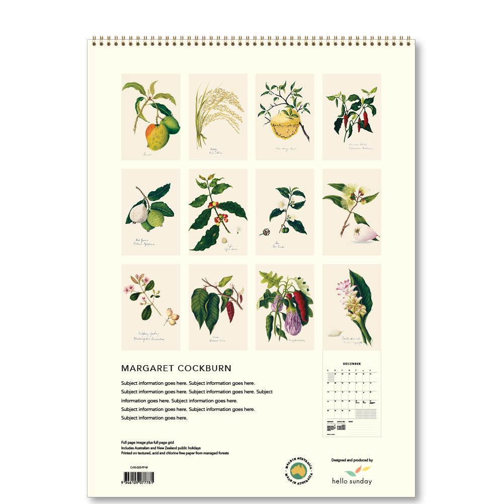 2025 Margaret Cockburn Food Plants - Deluxe Wall Calendar