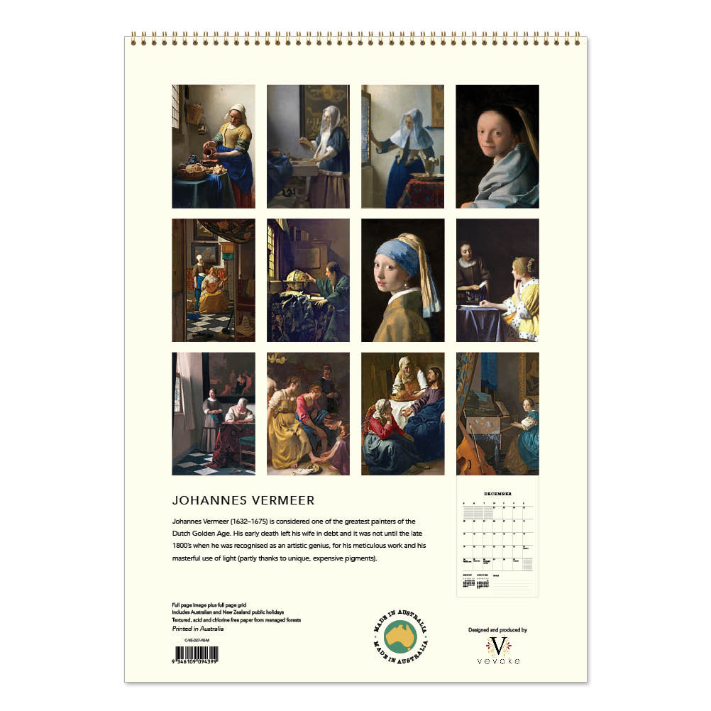 2027 Johannes Vermeer - Deluxe Wall Calendar
