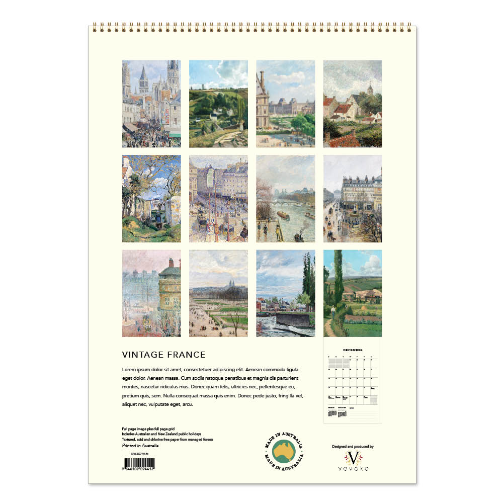 2027 Vintage France - Deluxe Wall Calendar