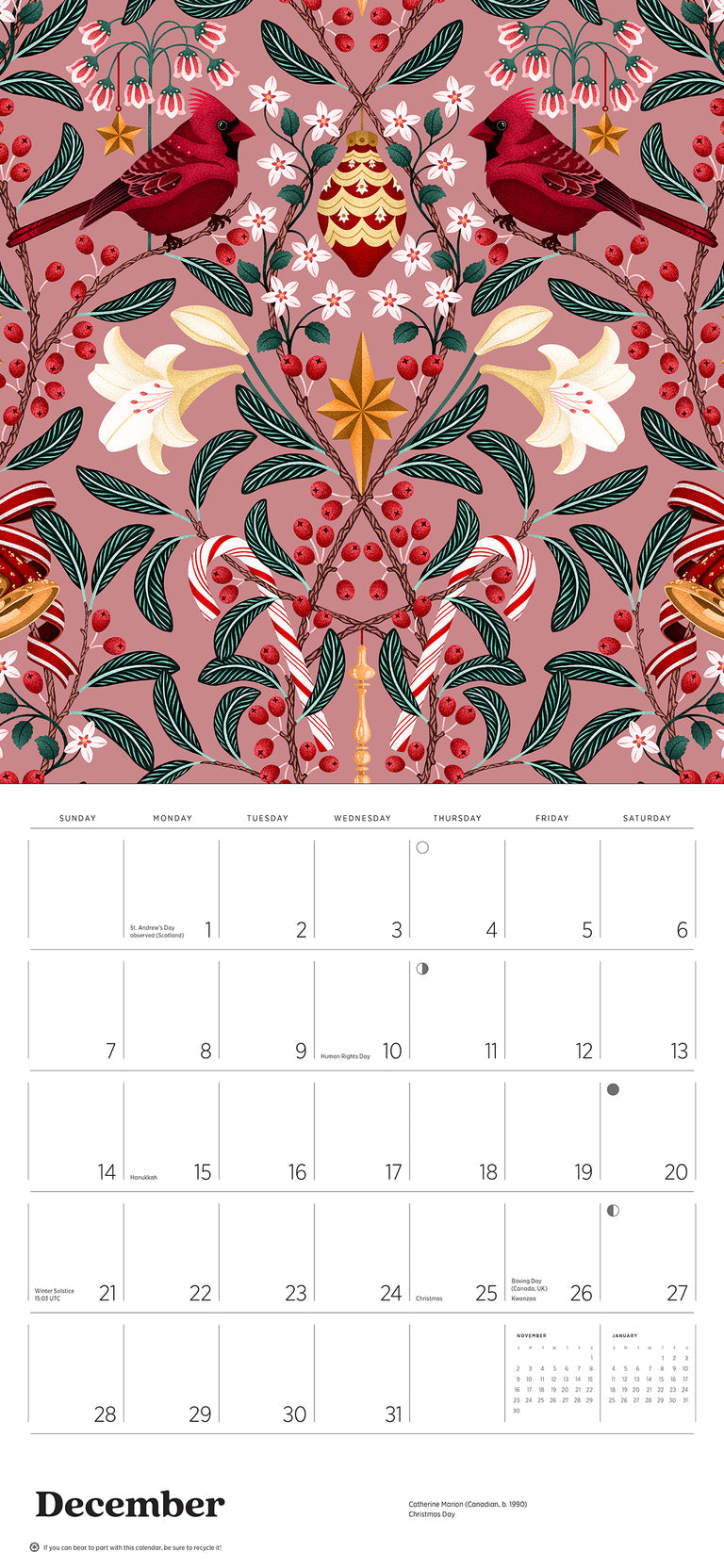 2025 Catherine Marion: Folklore and Flora - Square Wall Calendar