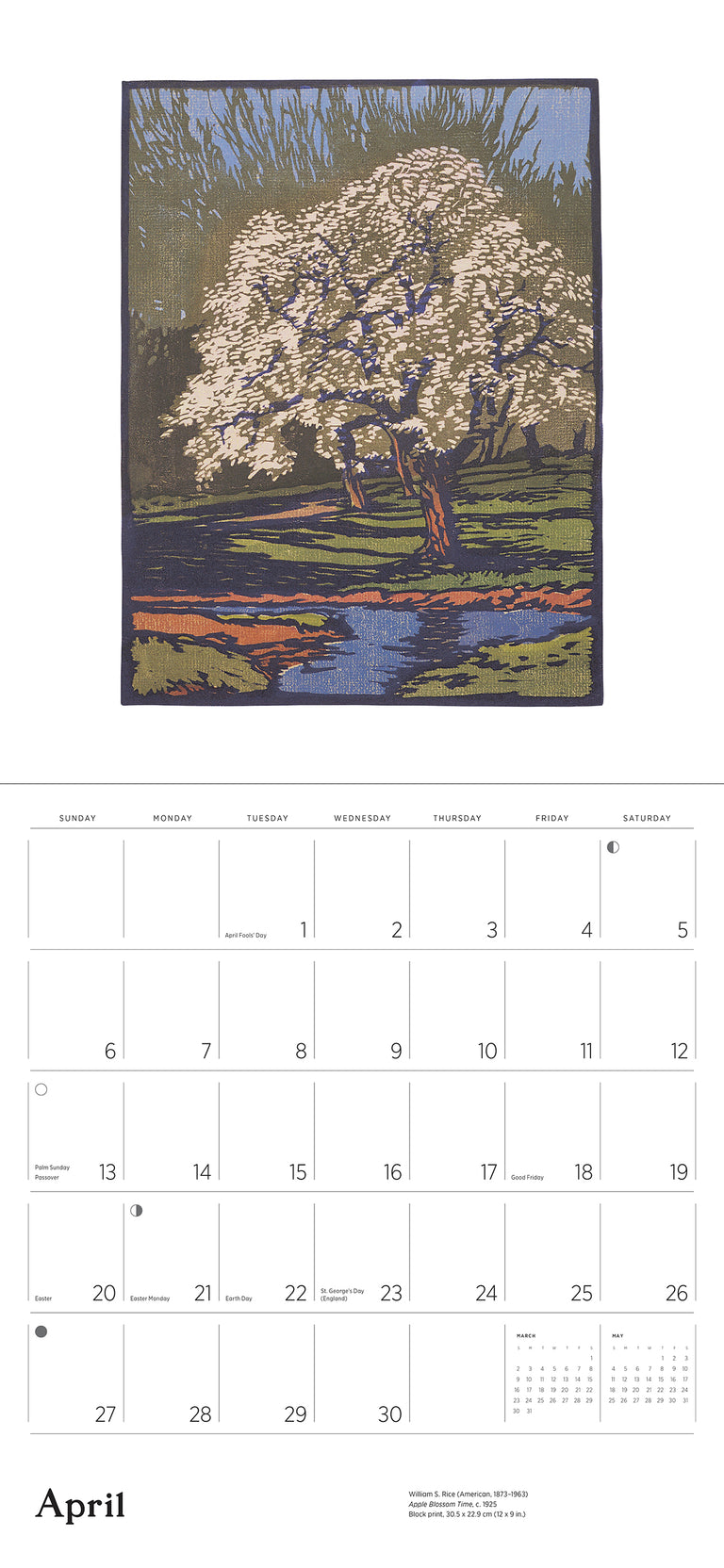 2025 Arts & Crafts Block Prints By William S. Rice - Square Wall Calendar