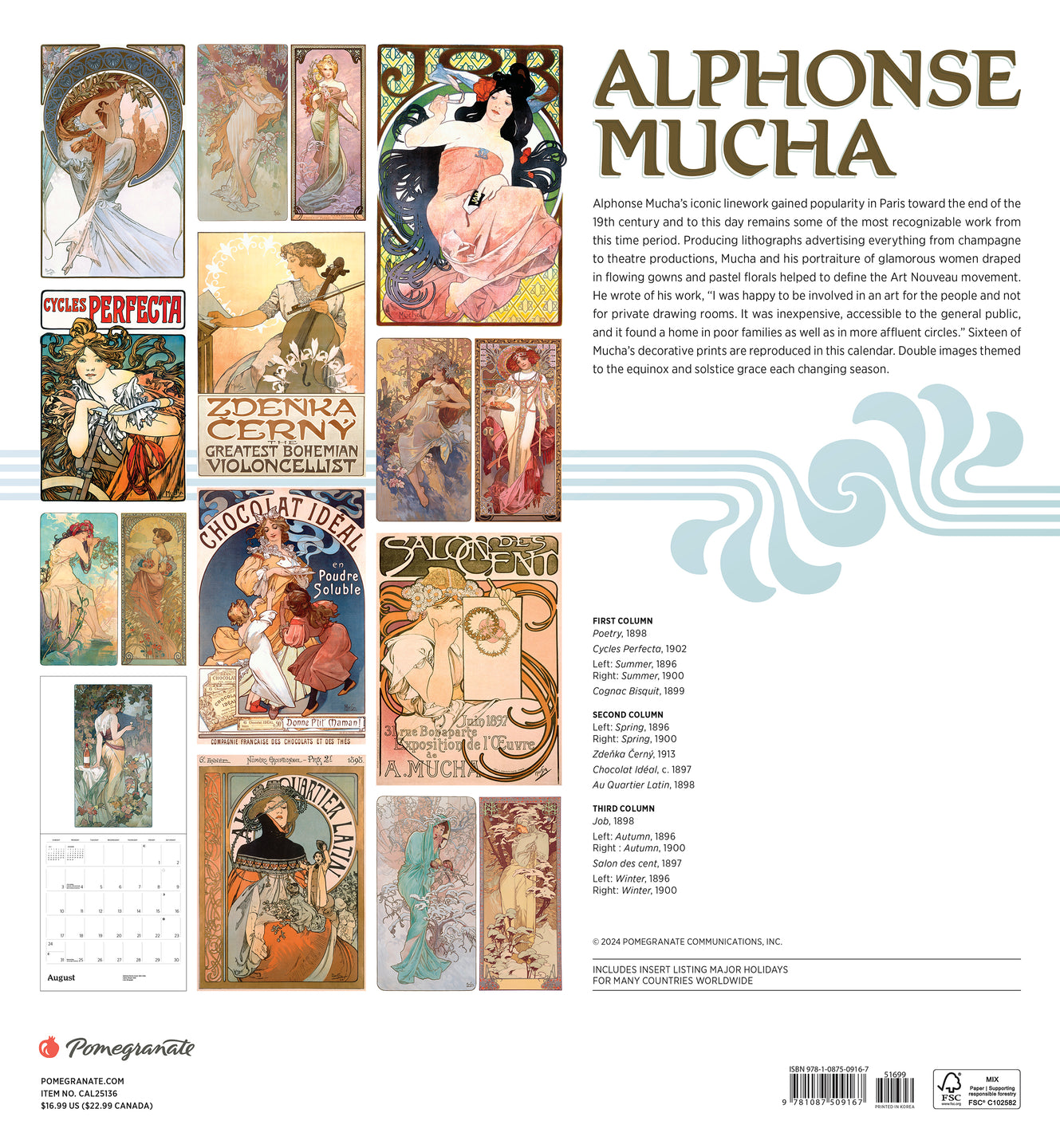 2025 Alphonse Mucha - Square Wall Calendar