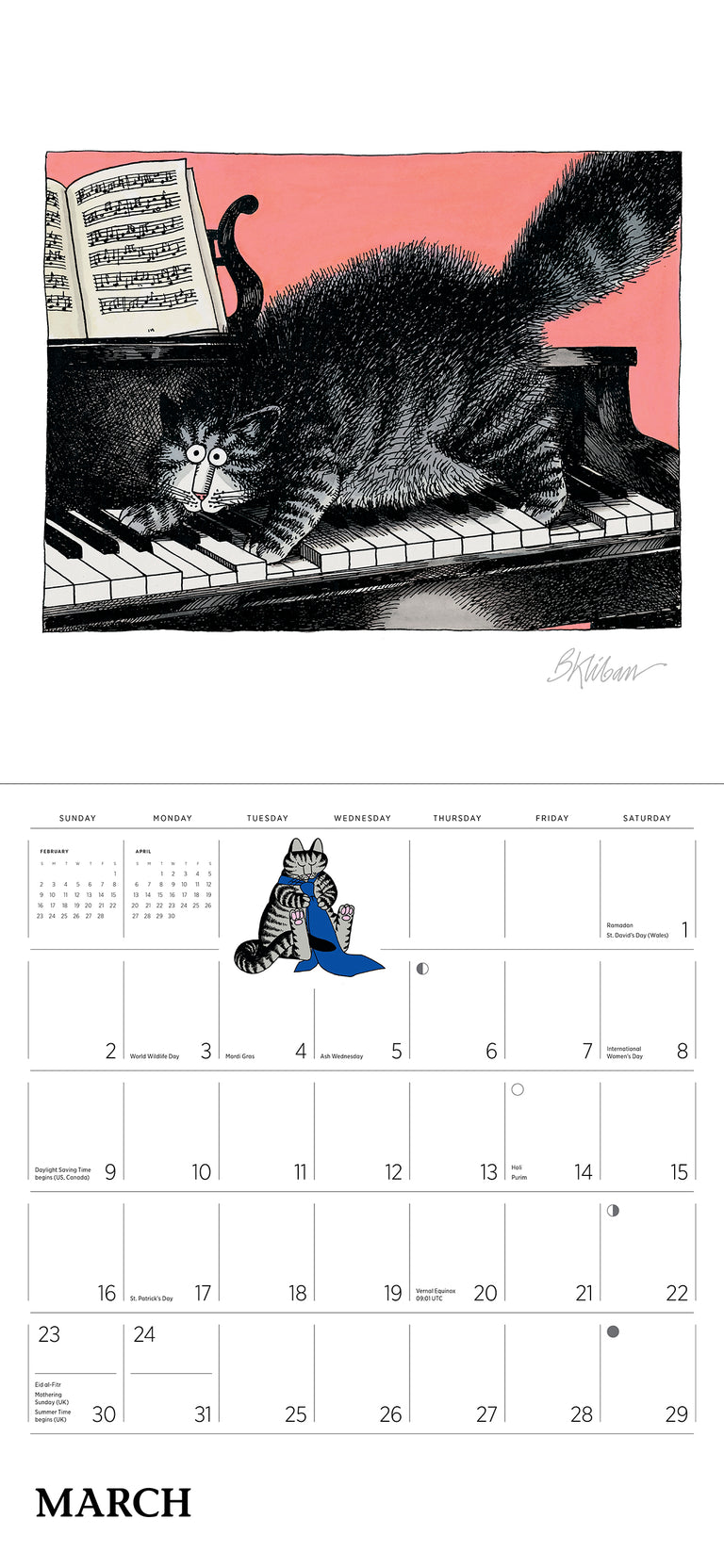 2025 B. Kliban: CatCalendar - Square Wall Calendar