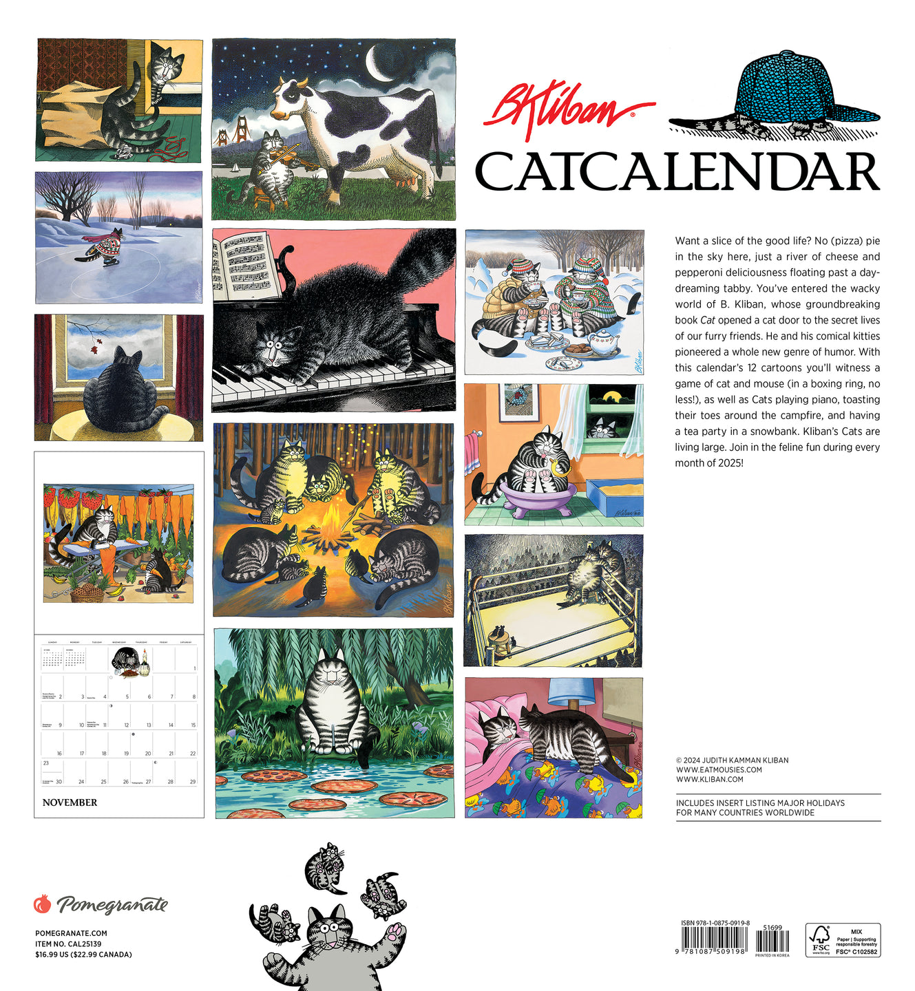 2025 B. Kliban: CatCalendar - Square Wall Calendar