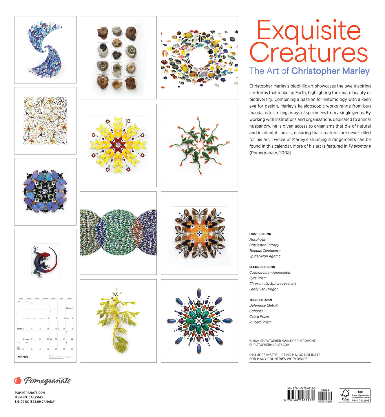 2025 Exquisite Creatures: The Art Of Christopher Marley - Square Wall Calendar