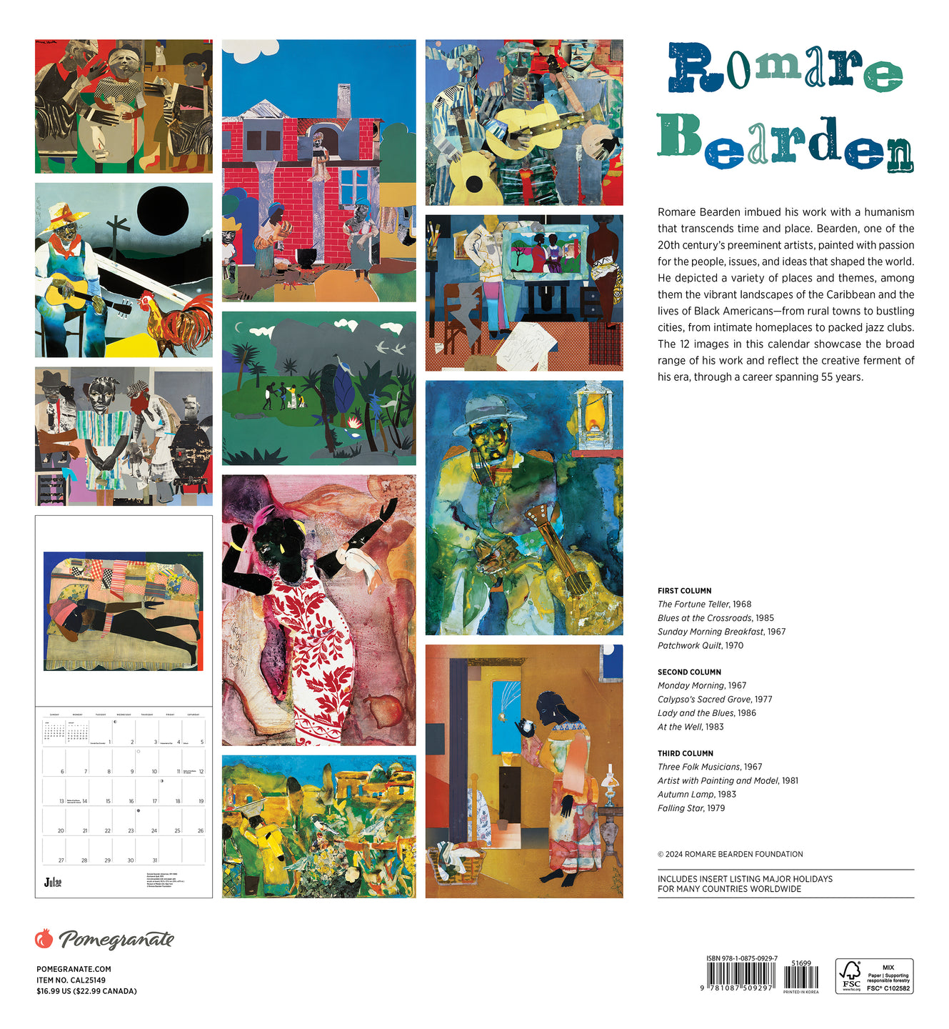 2025 Romare Bearden - Square Wall Calendar