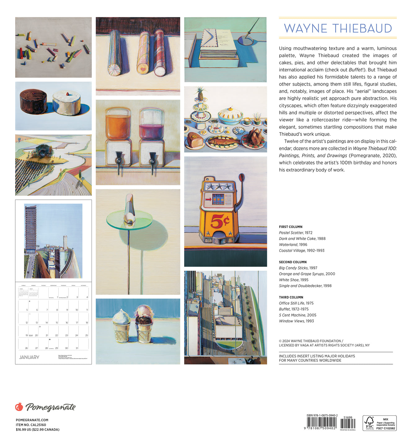 2025 Wayne Thiebaud - Square Wall Calendar