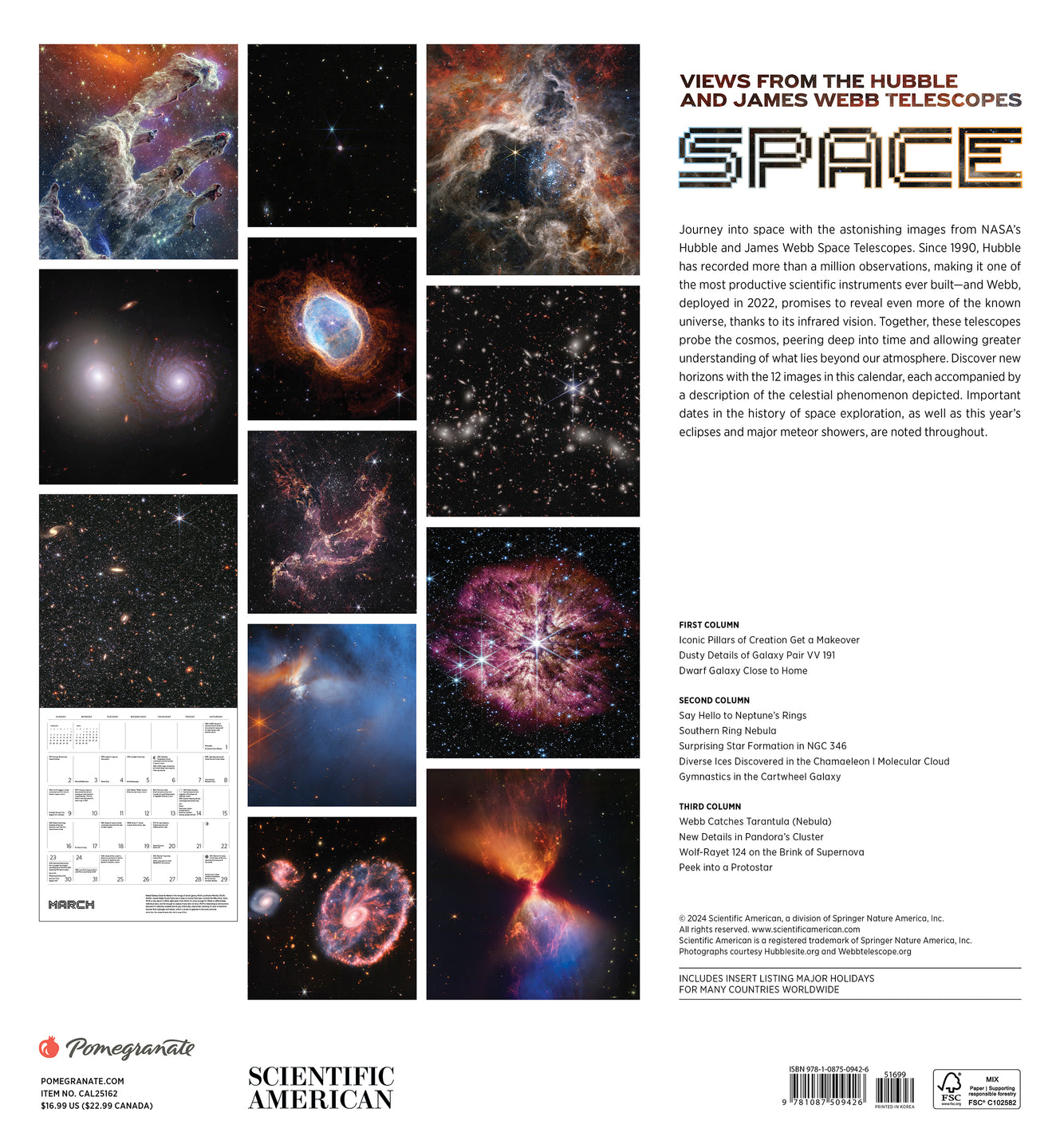 2025 Space: Views From The Hubble And James Webb Telescopes - Square Wall Calendar