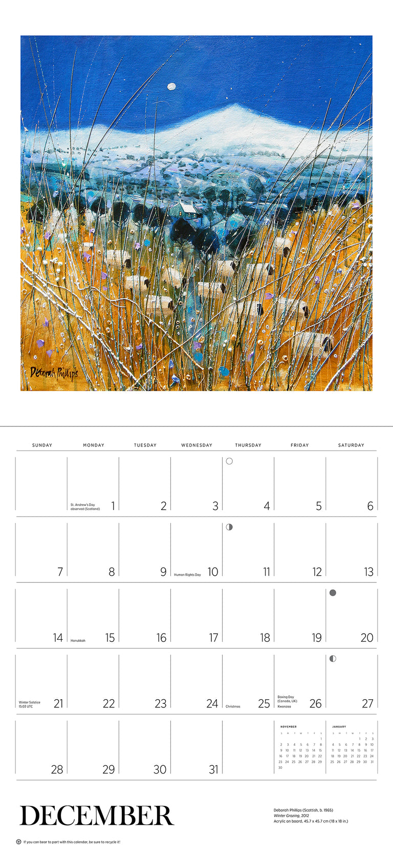 2025 Scotland: The Art Of Deborah Phillips - Square Wall Calendar