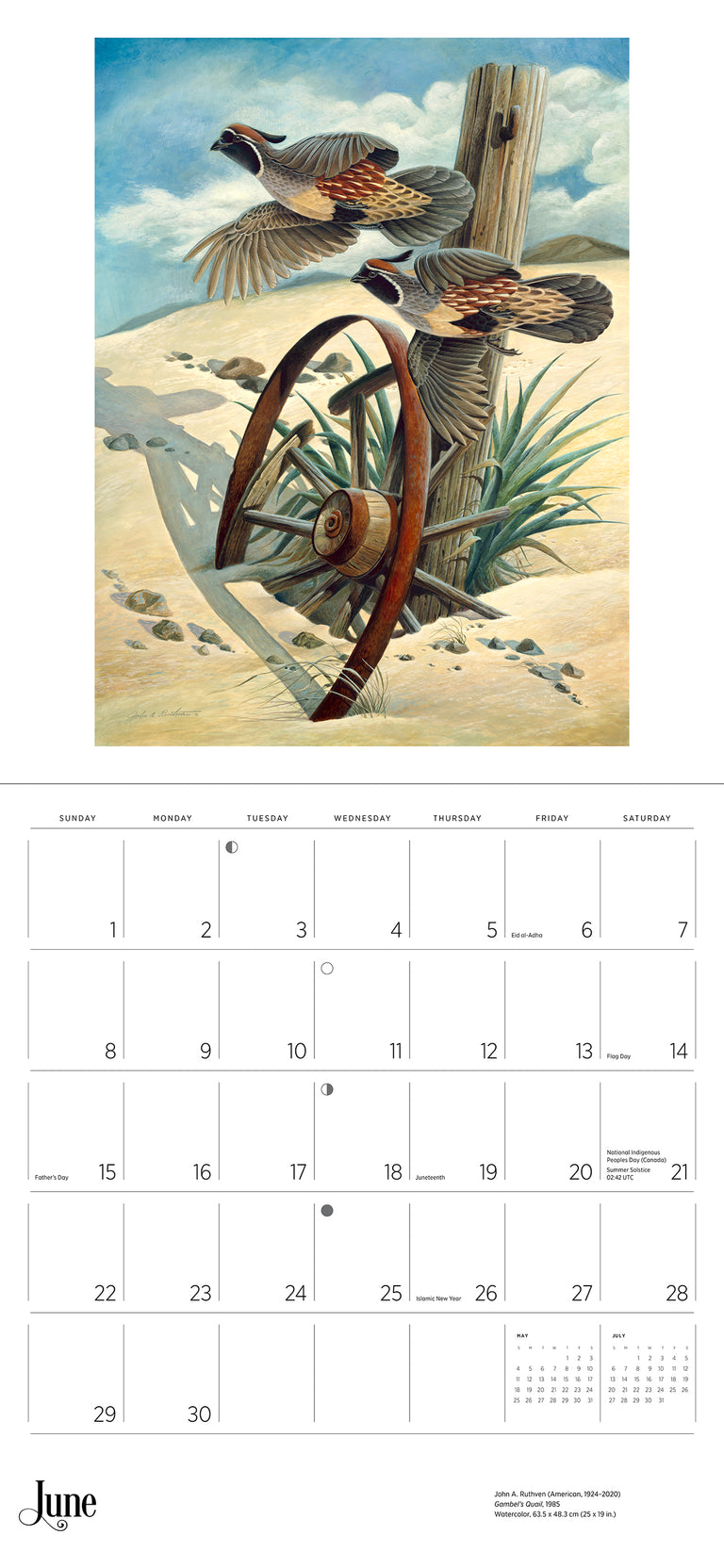 2025 A Birder's View: Paintings By John A. Ruthven - Square Wall Calendar