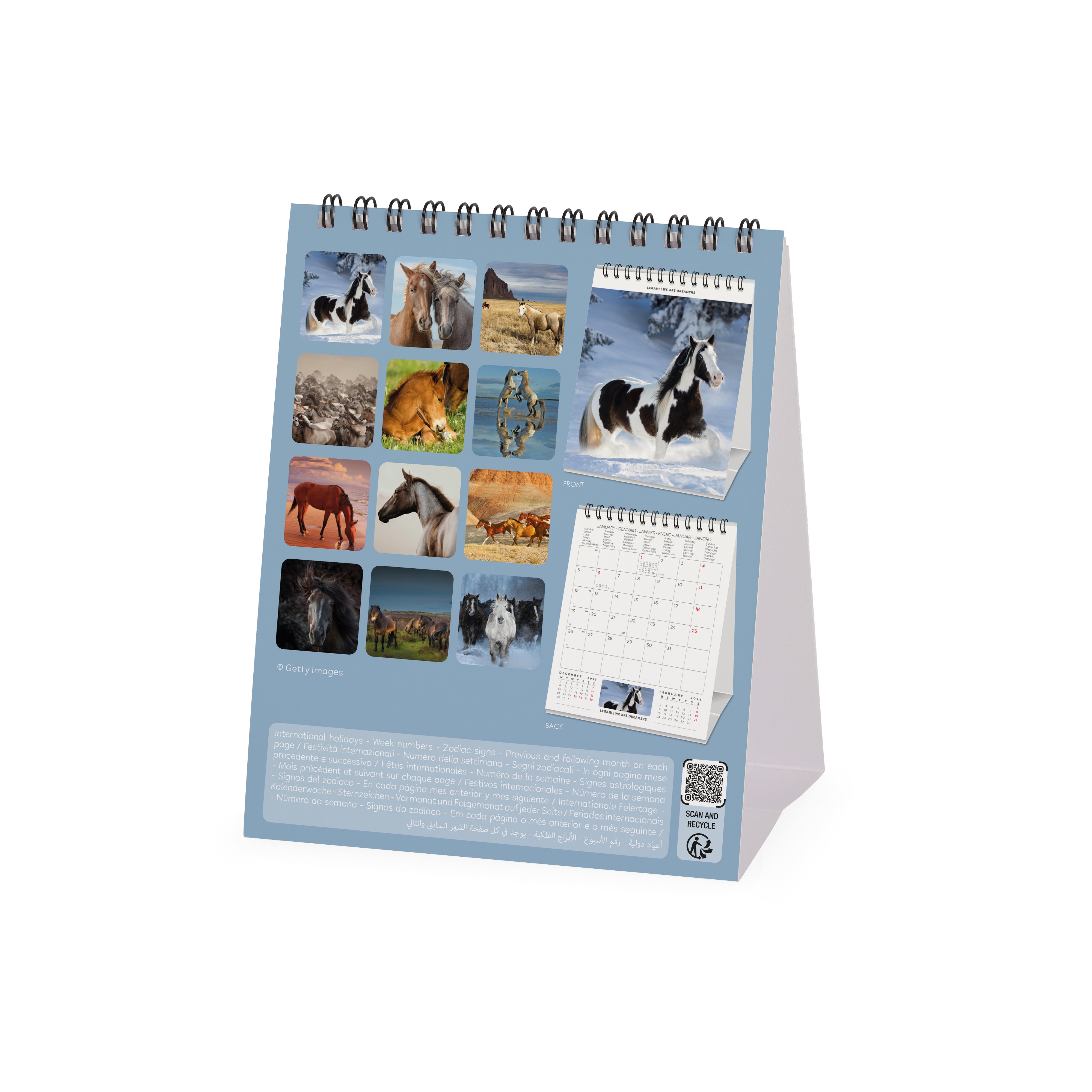 2026 Wild Horses - Desk Easel Calendar