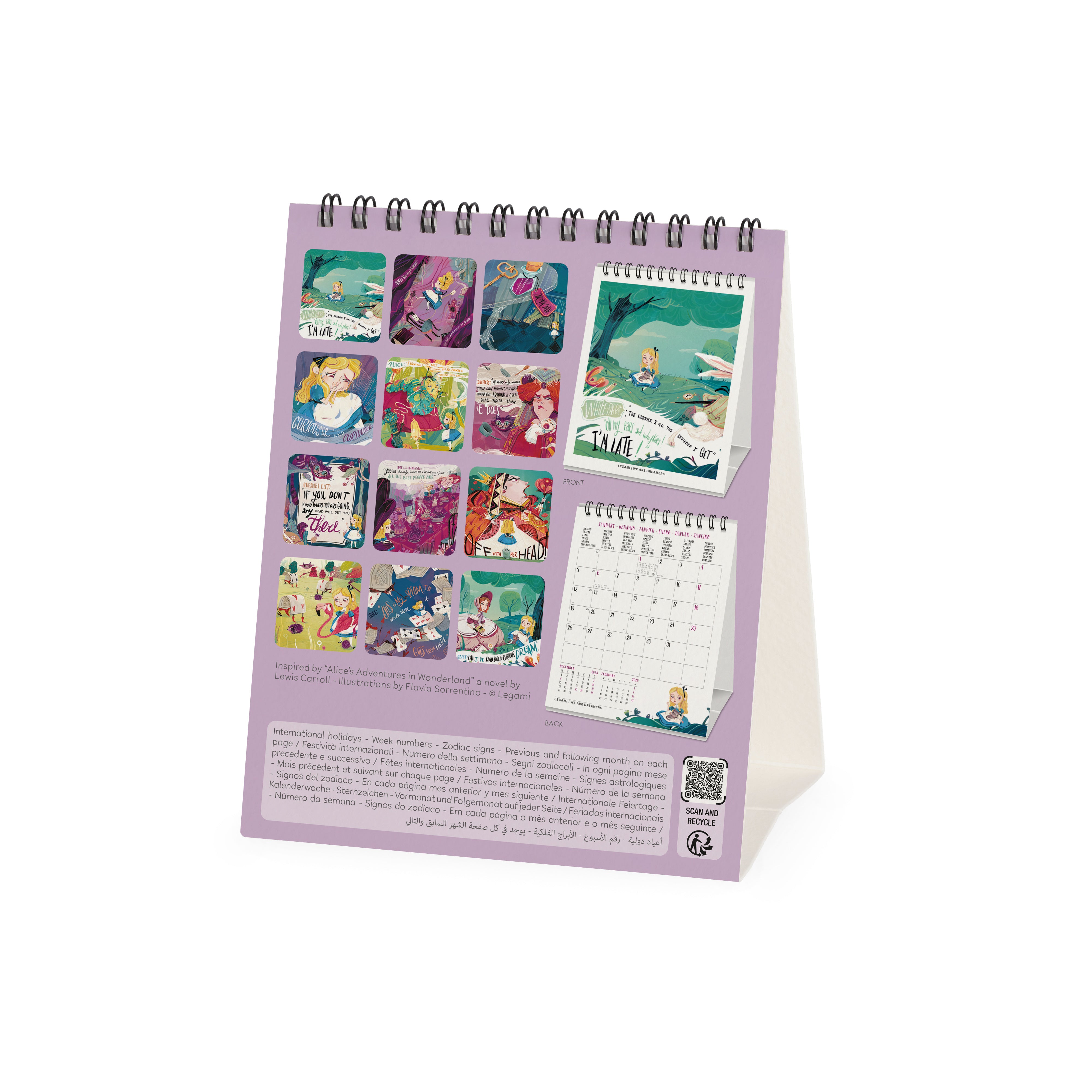 2026 Alice In Wonderland - Desk Easel Calendar